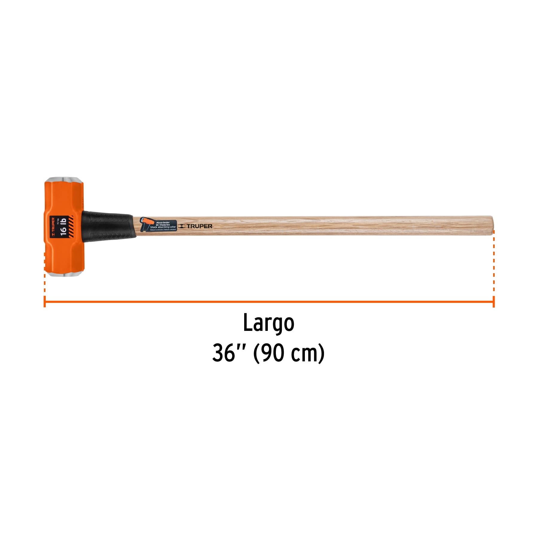 Marro octagonal 16 lb, mango de madera 36", TRUPER