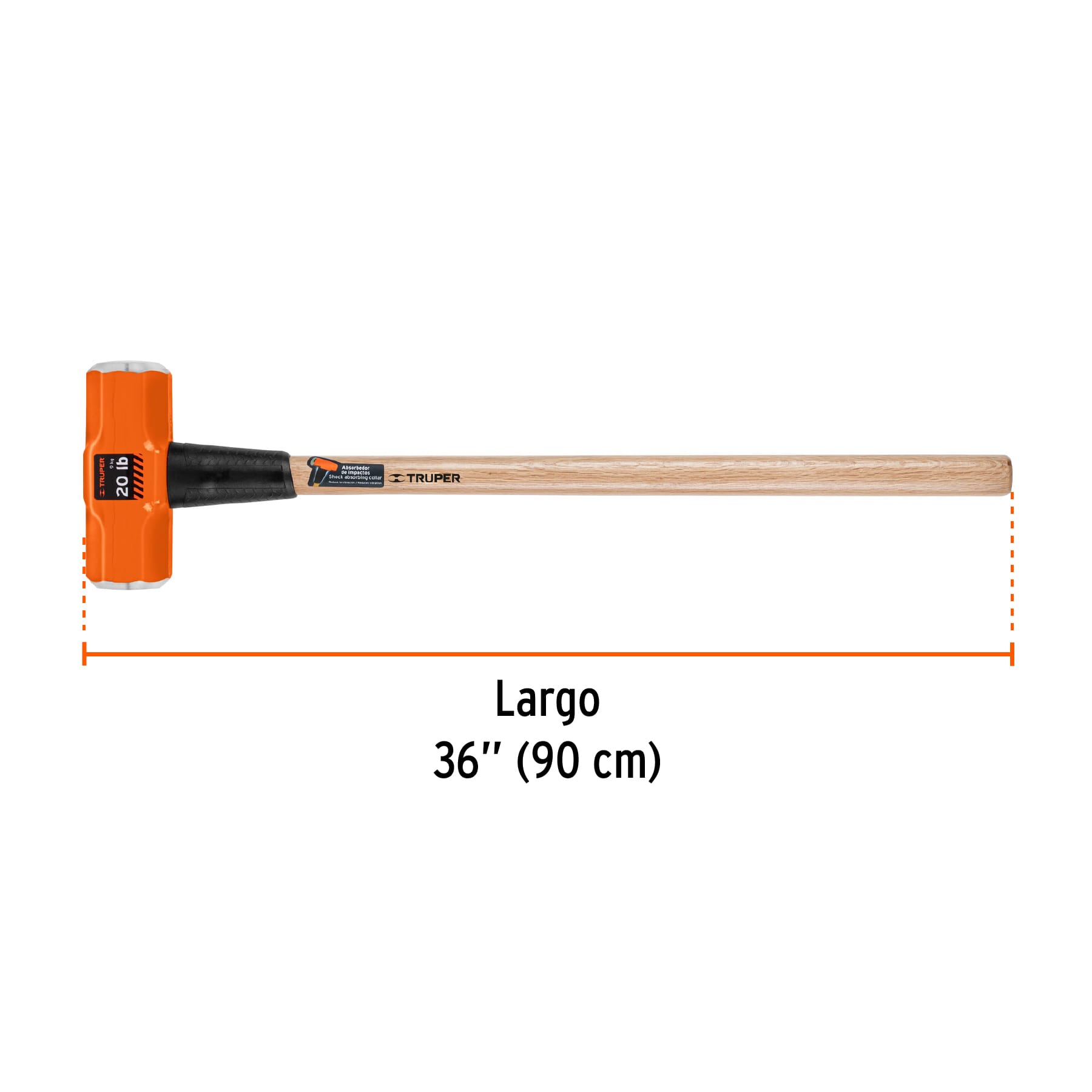 Marro octagonal 20 lb, mango de madera 36", TRUPER