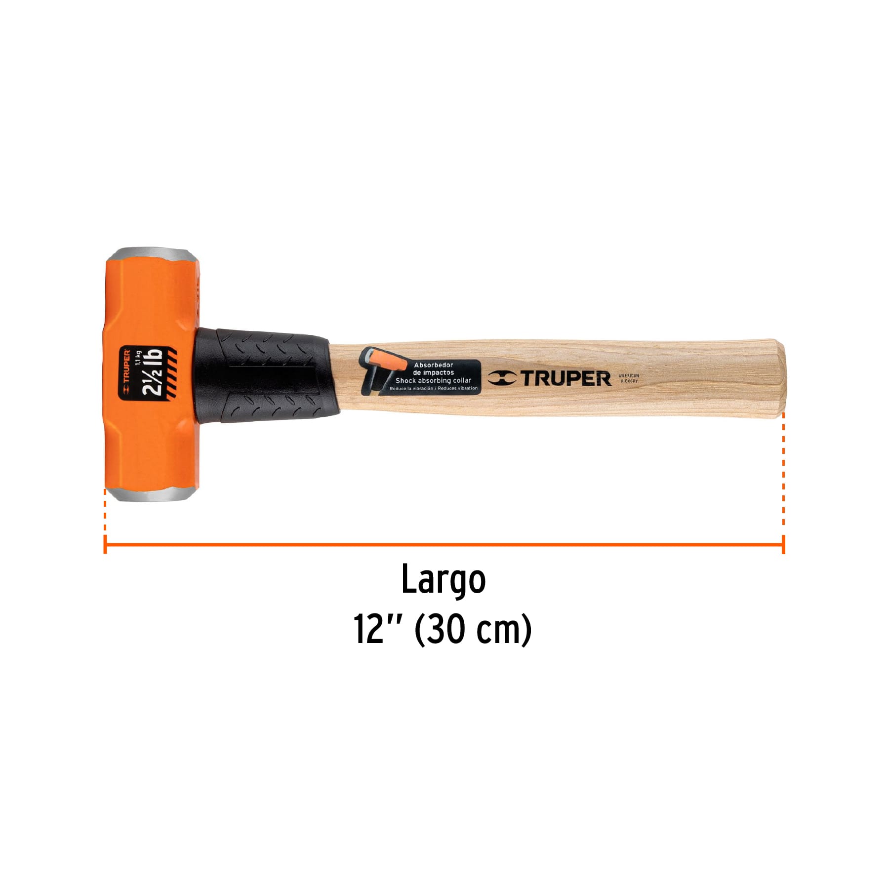 Marro octagonal 2 lb, mango de madera 12", TRUPER