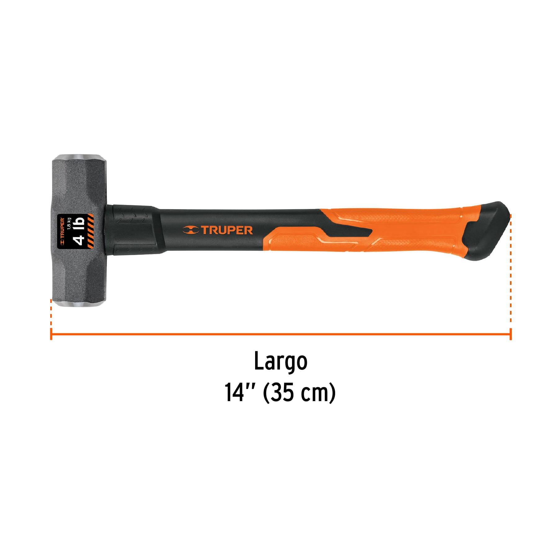 Marro octagonal 4 lb, mango de fibra de vidrio 14", TRUPER