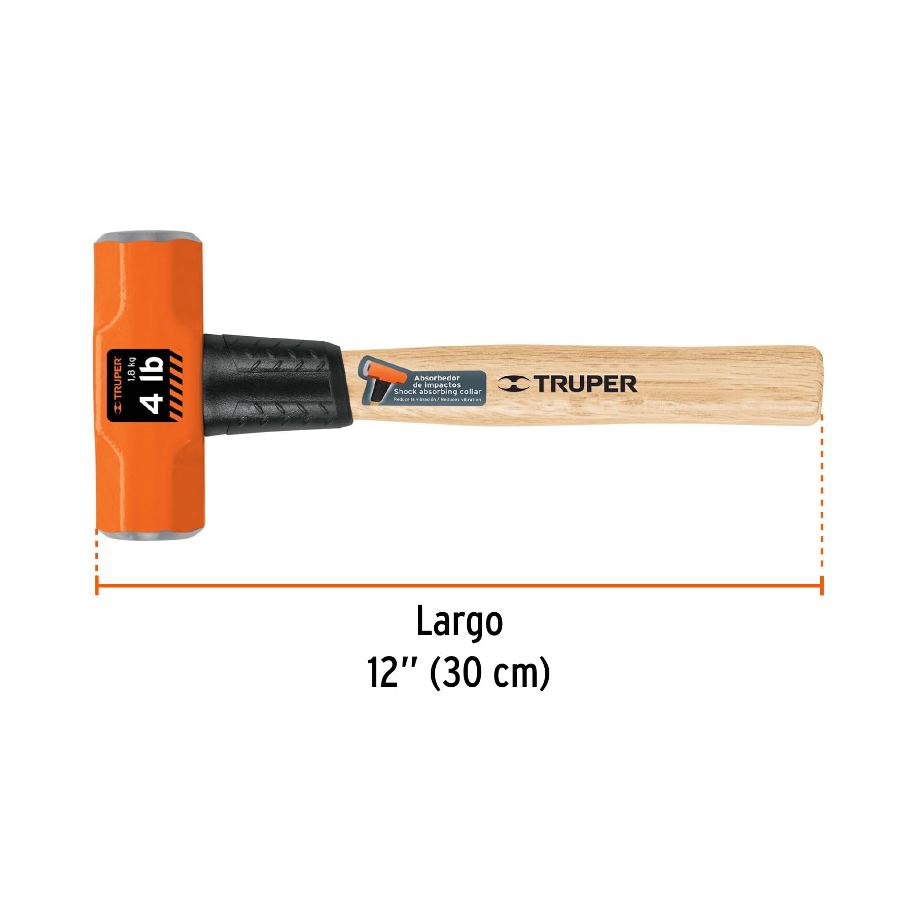 Marro octagonal 4 lb, mango de madera 12", TRUPER