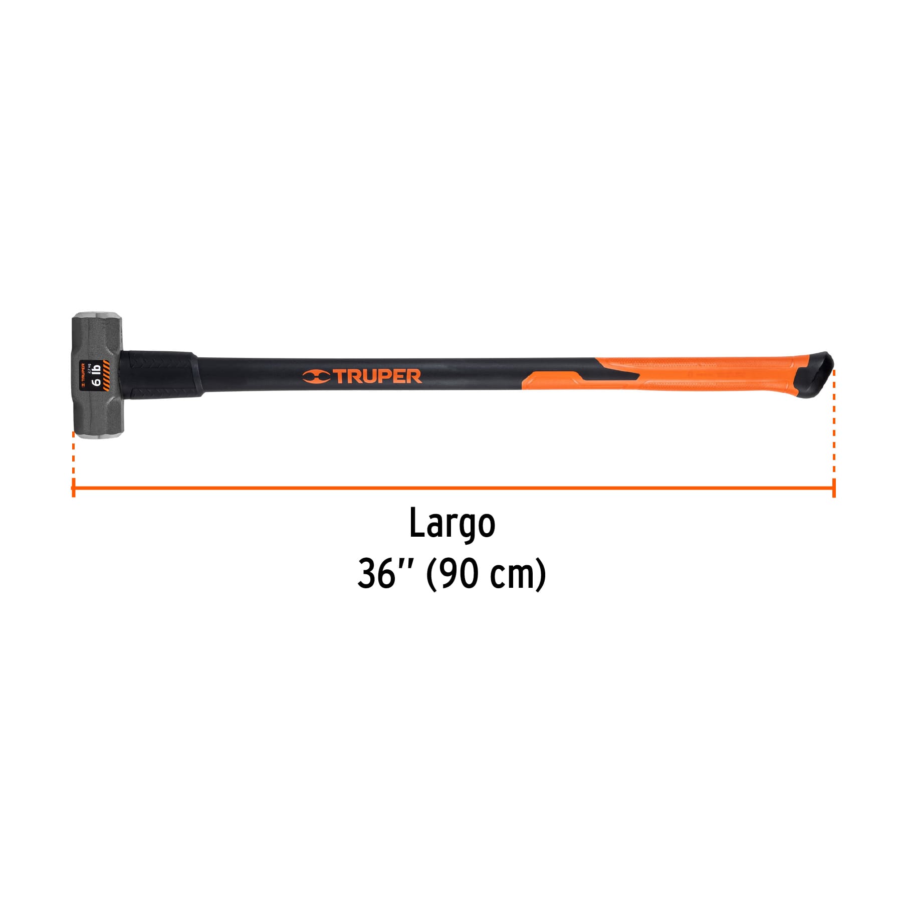 Marro octagonal 6 lb, mango fibra de vidrio 36", TRUPER