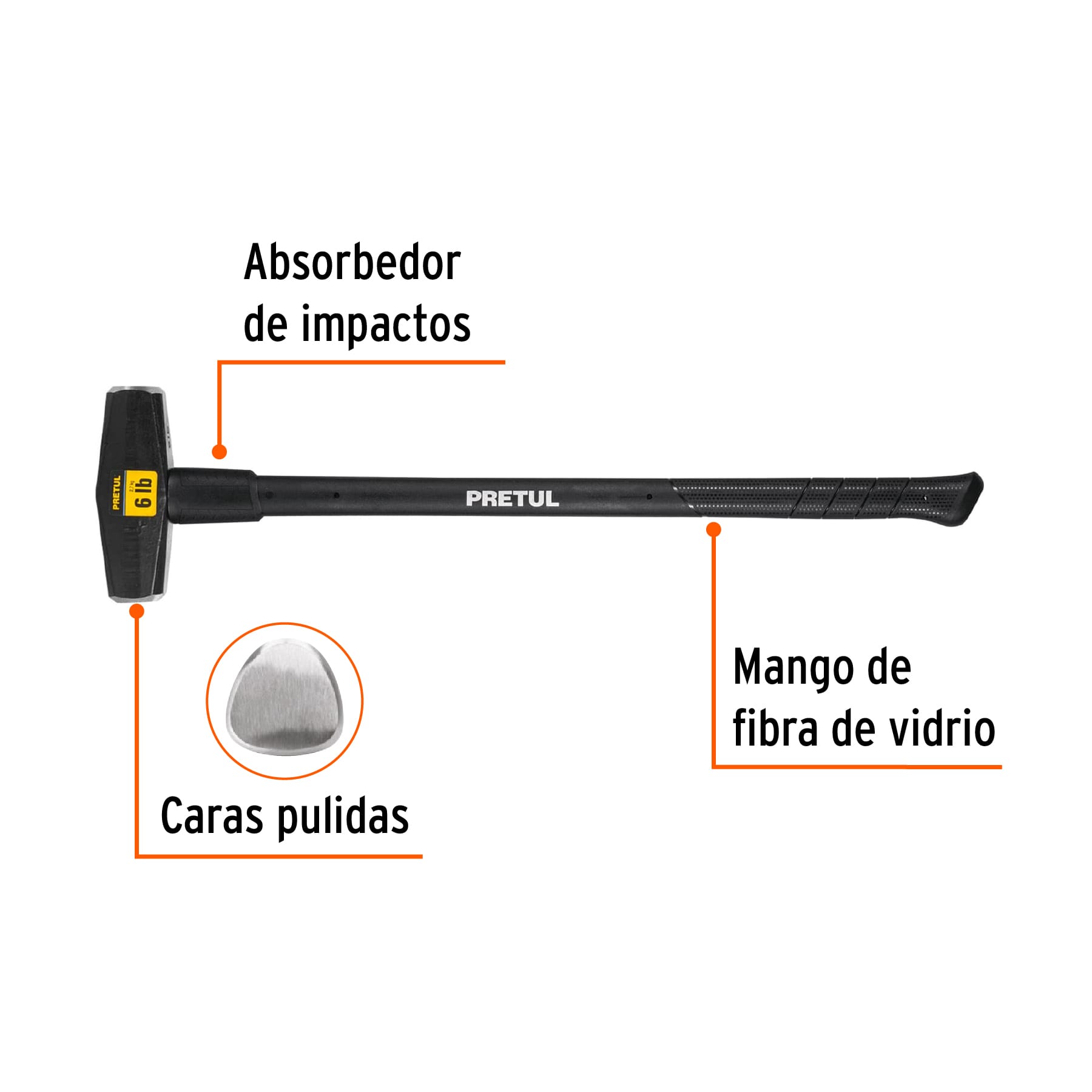 Marro tipo Nevada 6 lbs. mango 36", PRETUL