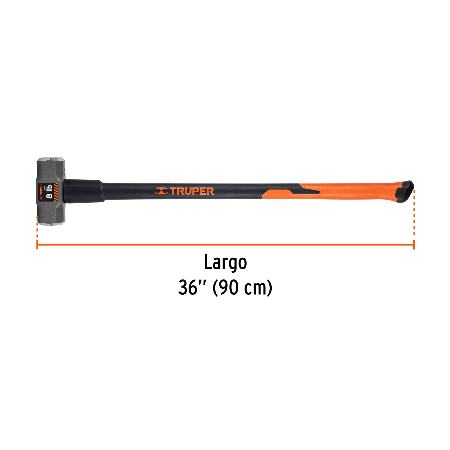 Marro octagonal 8 lb, mango fibra de vidrio 36", TRUPER
