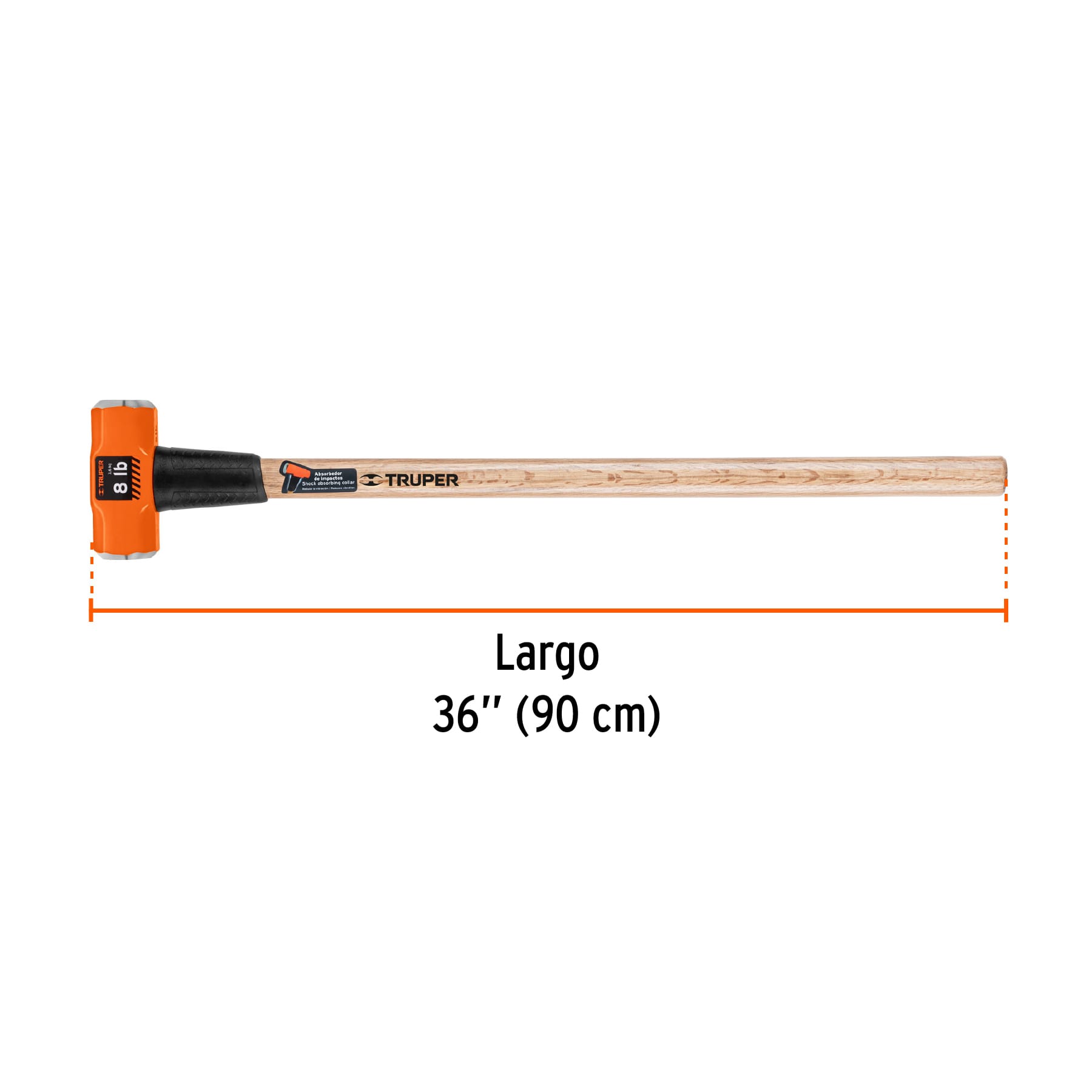 Marro octagonal 8 lb, mango de madera 36", TRUPER