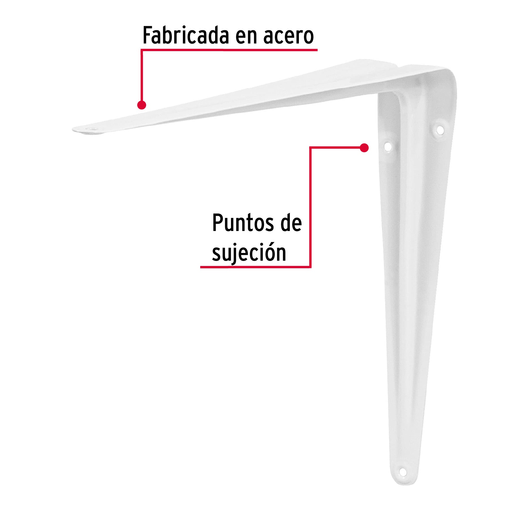 Ménsula de acero blanca 8 x 10", FIERO