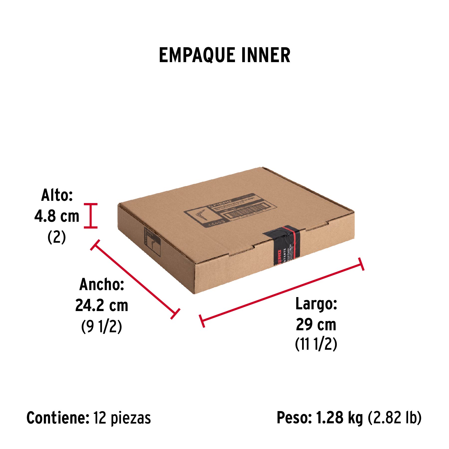 Ménsula de acero negra 8" x 10", FIERO - Empaque
