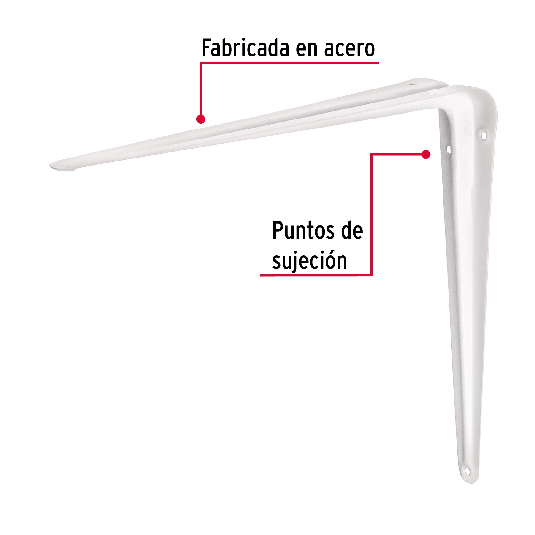 Ménsula de acero blanca 10 x 12", FIERO