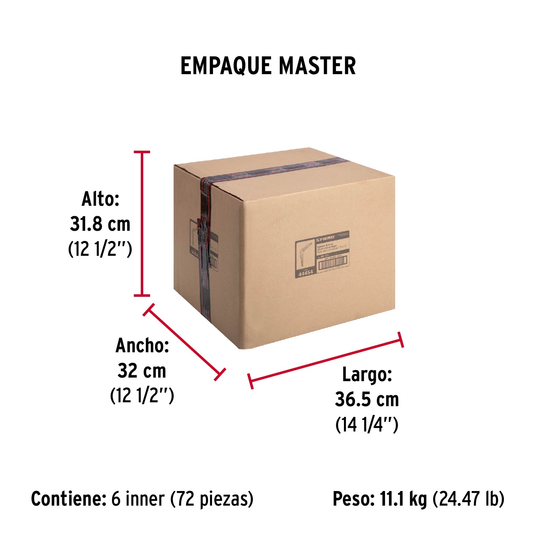 Ménsula de acero negra 10 x 12", FIERO - Empaque