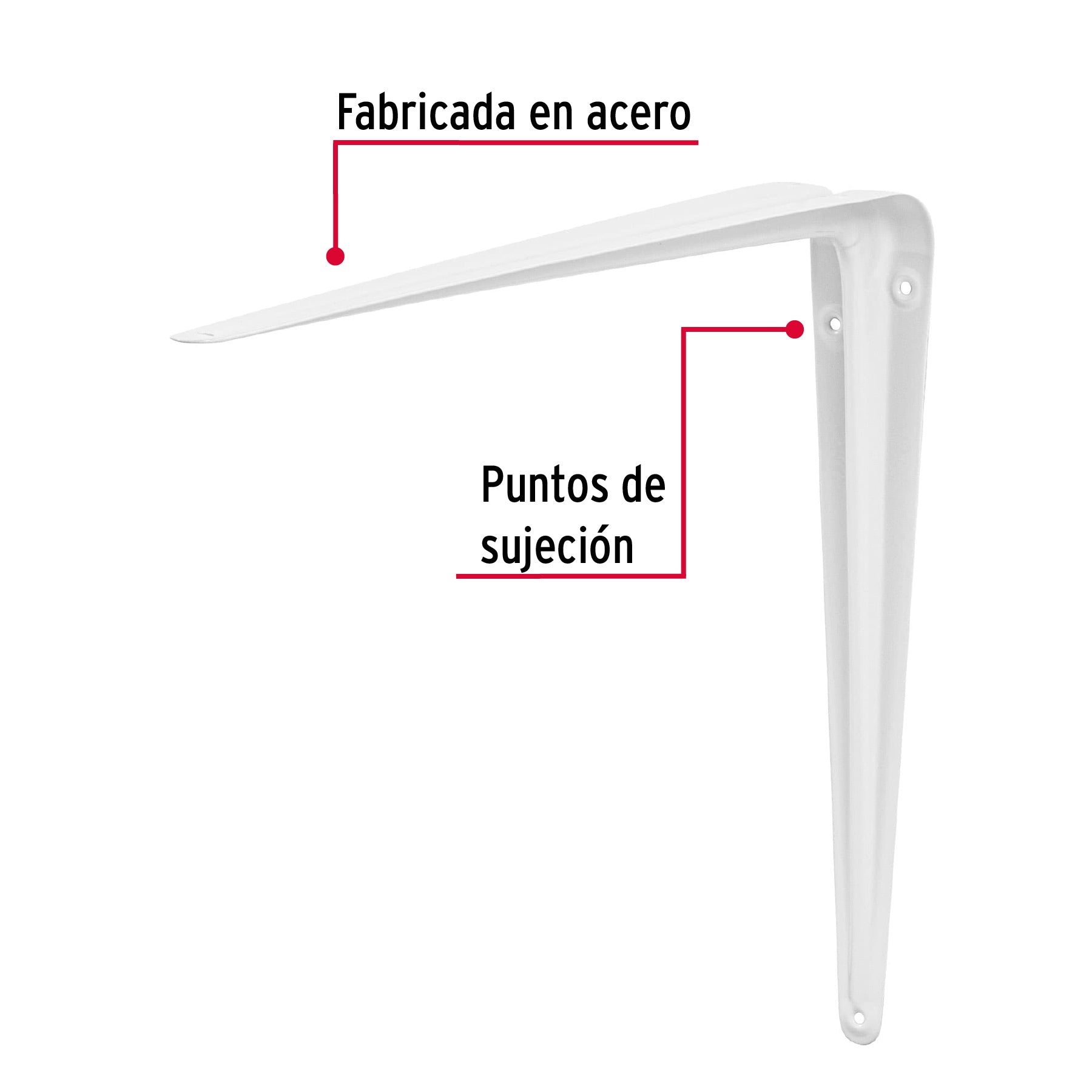 Ménsula de acero blanca 12 x 14", FIERO