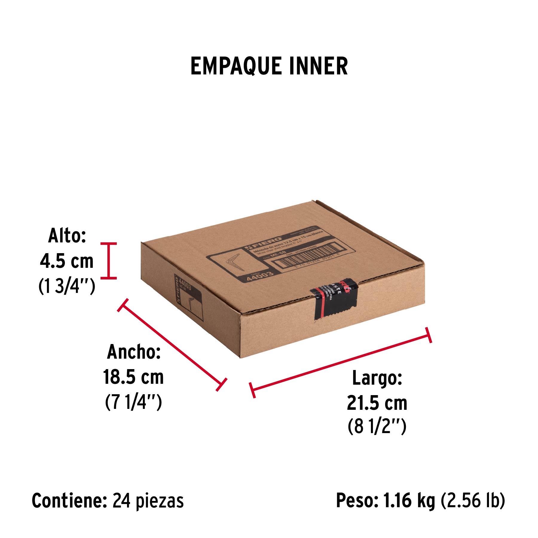 Ménsula de acero blanca 5 x 6", FIERO - Empaque