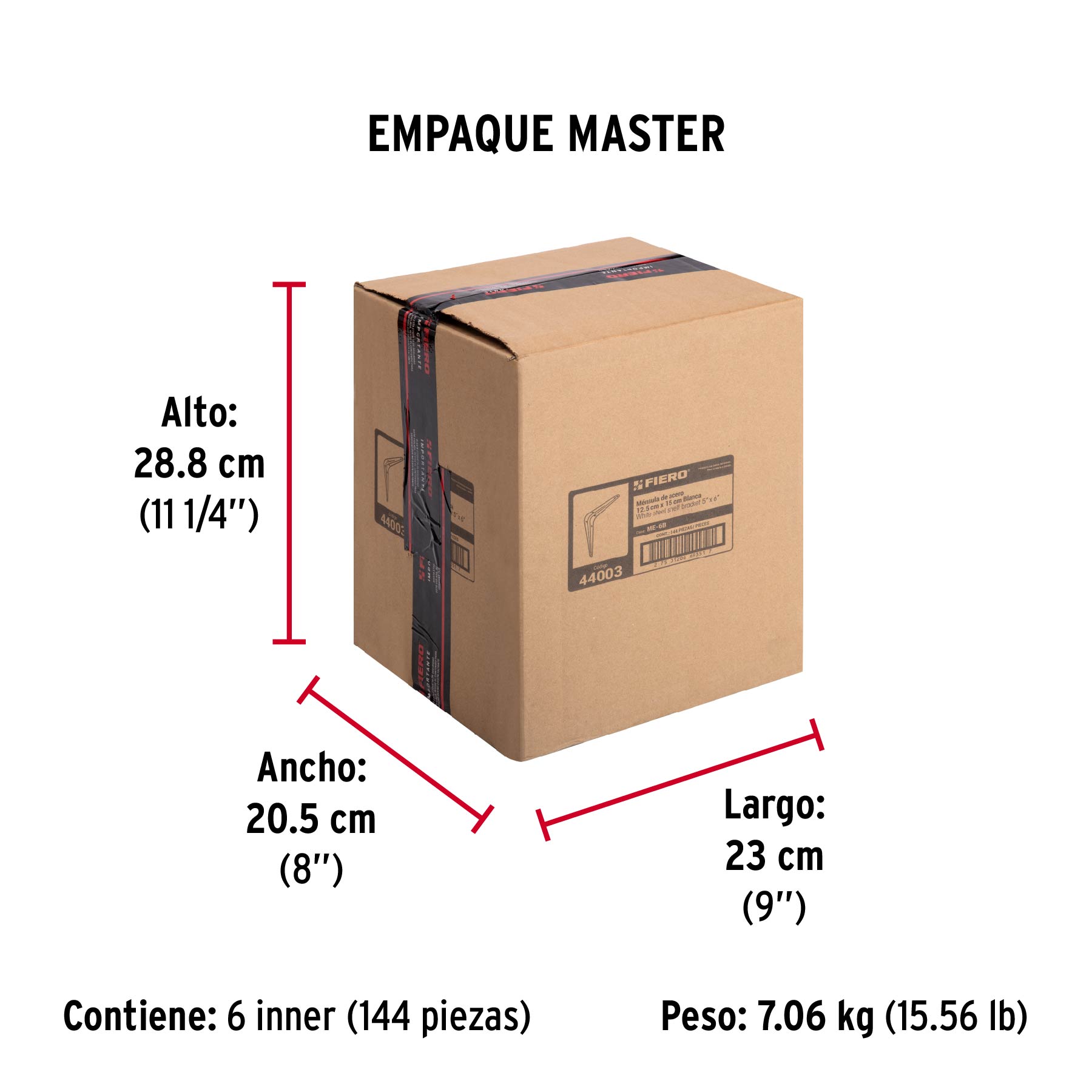 Ménsula de acero blanca 5 x 6", FIERO - Empaque