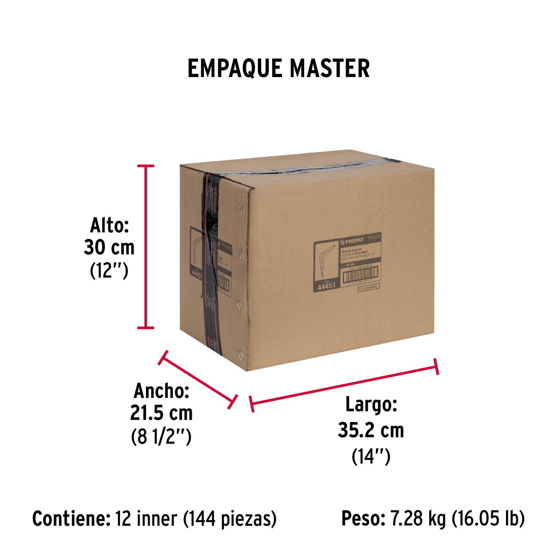 Ménsula de acero negra 5" x 6", FIERO - Empaque