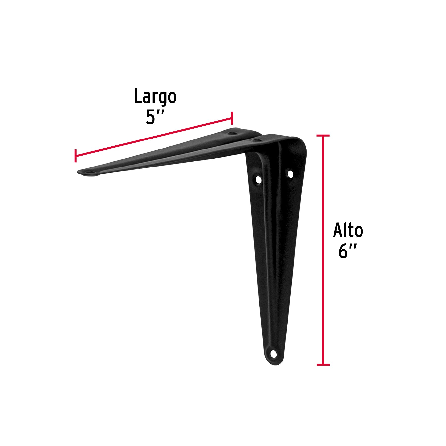 Ménsula de acero negra 5" x 6", FIERO