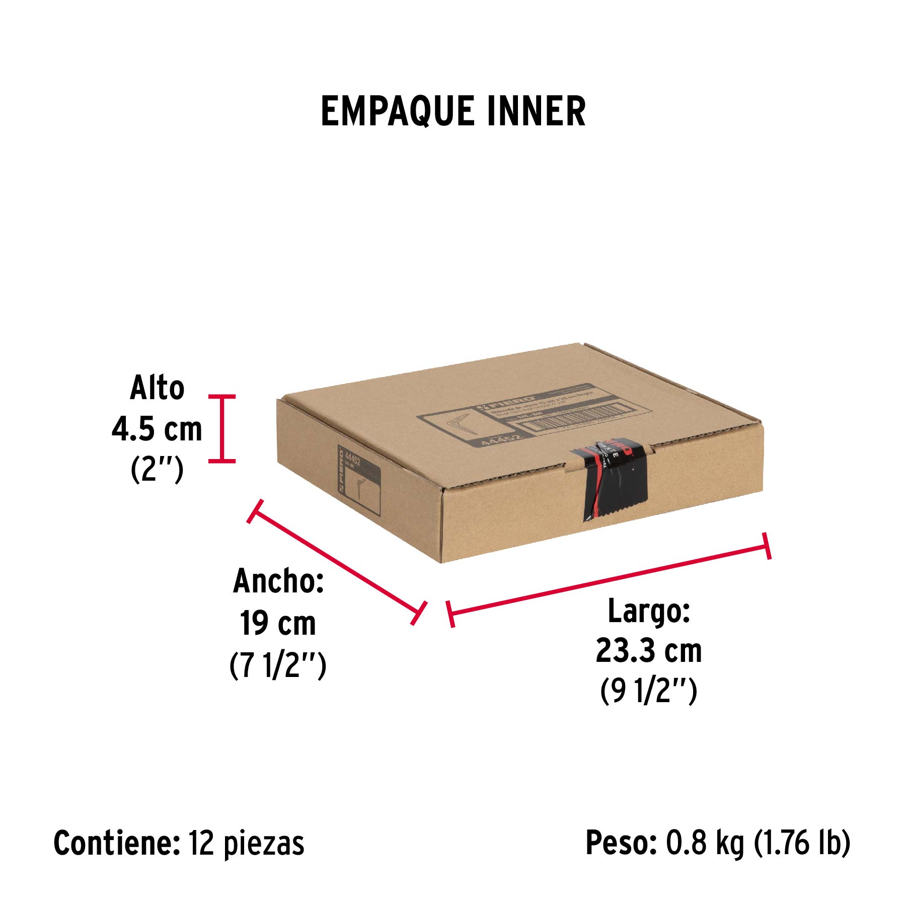 Ménsula de acero negra 6 x 8", FIERO - Empaque