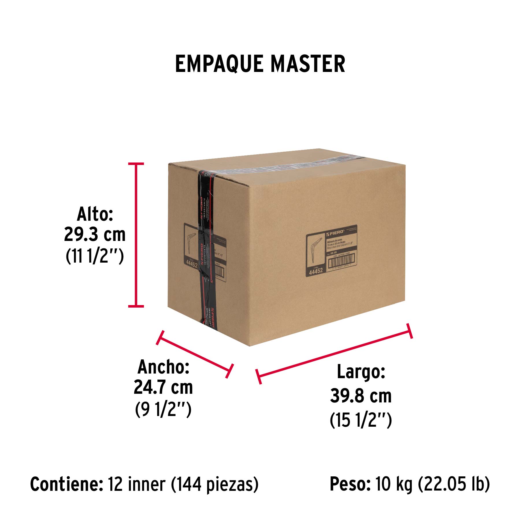 Ménsula de acero negra 6 x 8", FIERO - Empaque