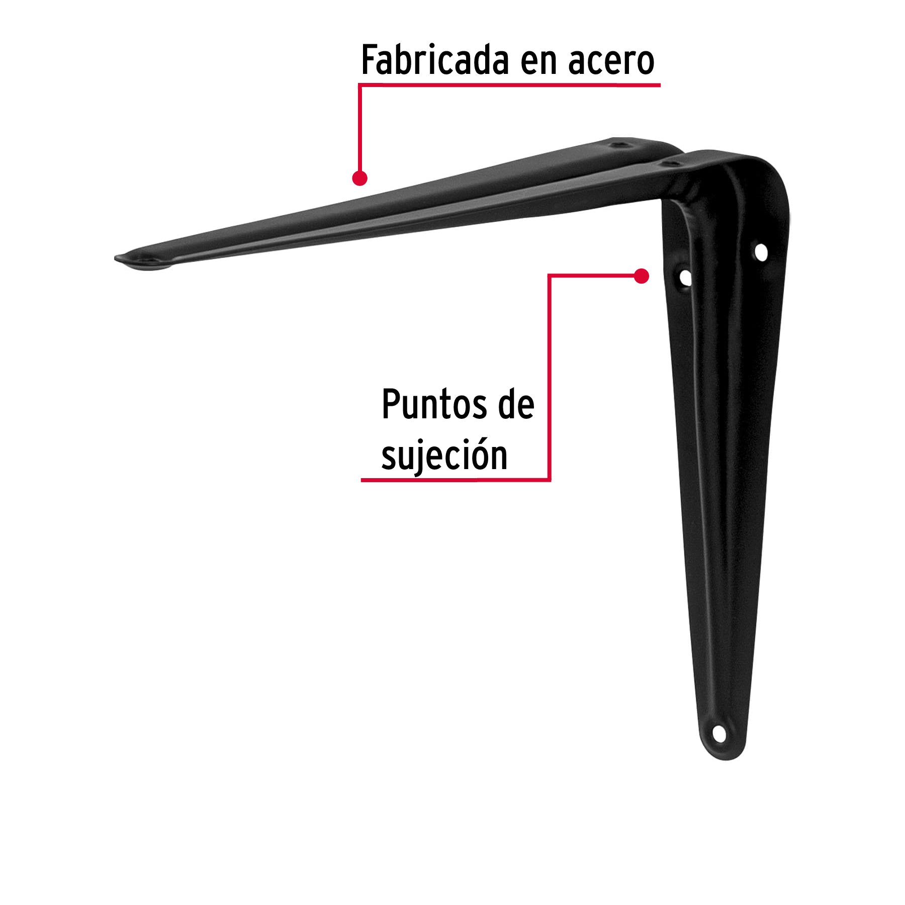 Ménsula de acero negra 6 x 8", FIERO