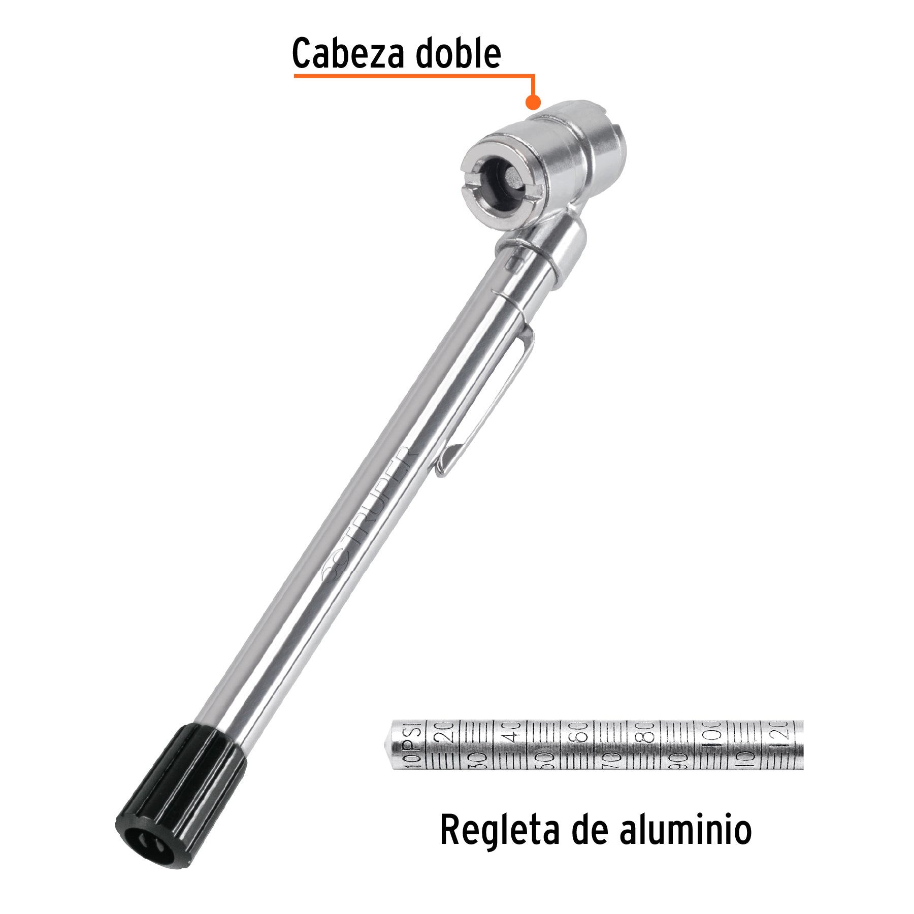 Calibrador de presión 120 psi cabeza doble, TRUPER