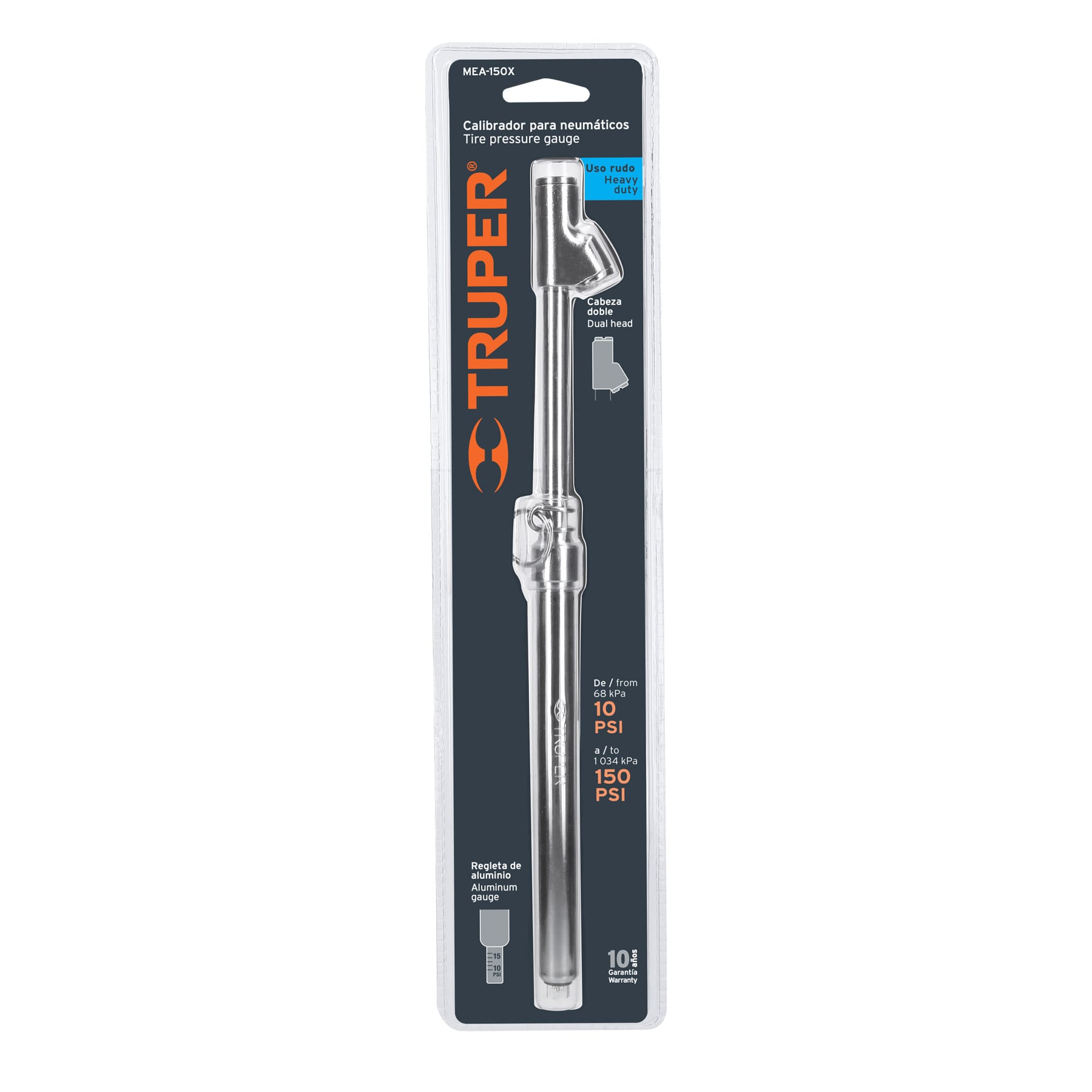 Calibrador de presión 150 psi cabeza doble, uso rudo, TRUPER