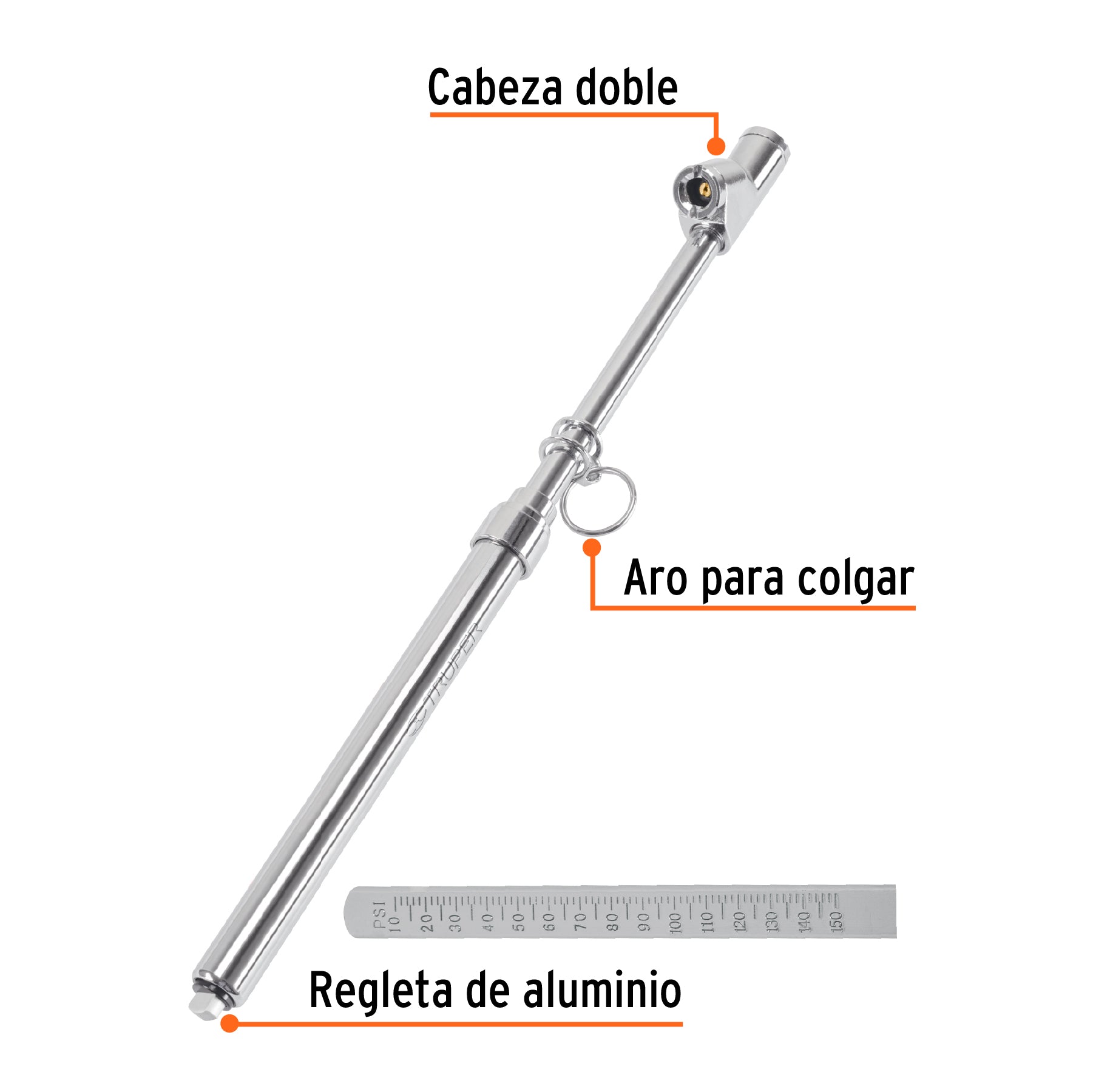 Calibrador de presión 150 psi cabeza doble, uso rudo, TRUPER