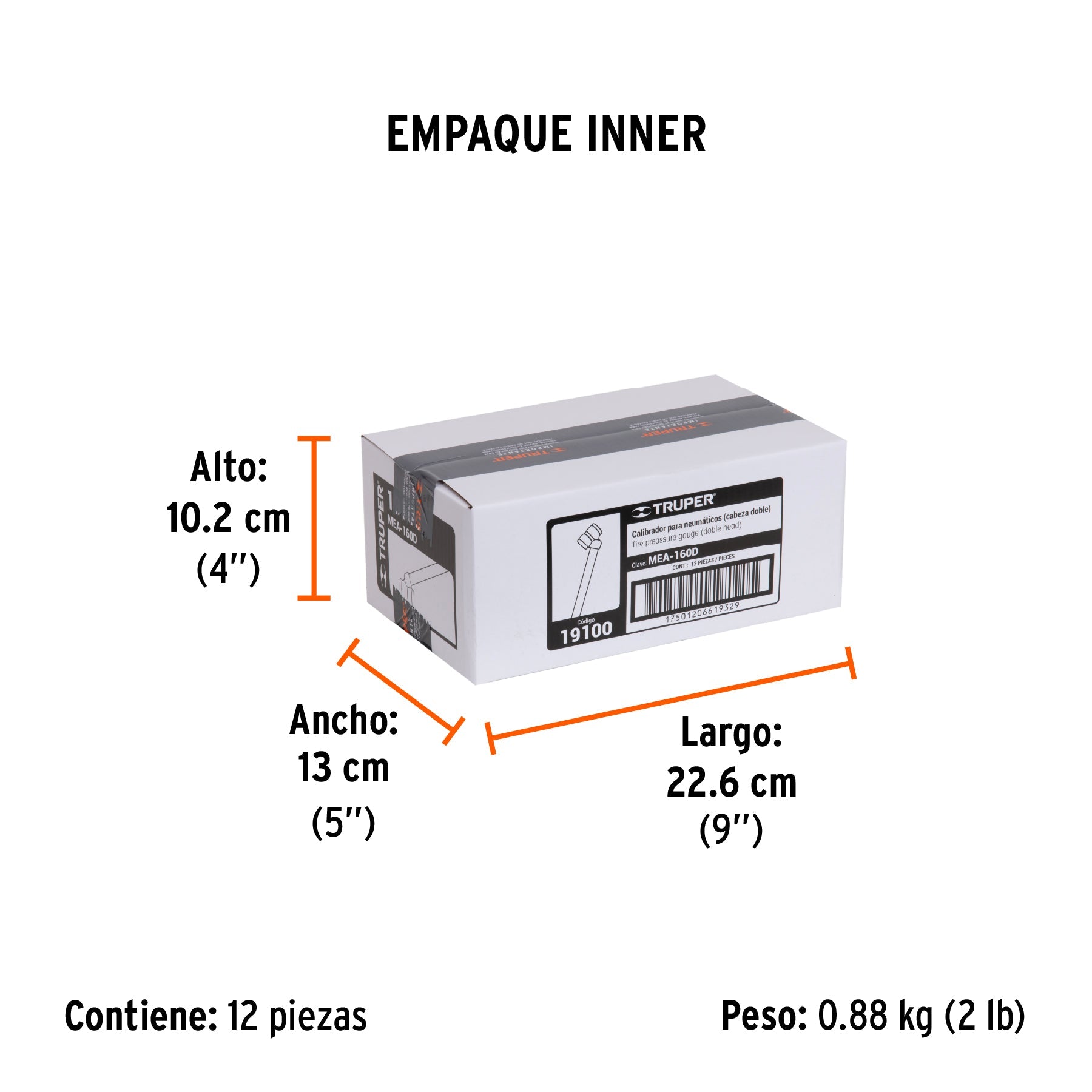Calibrador de presión 160 psi cabeza doble, TRUPER - Empaque
