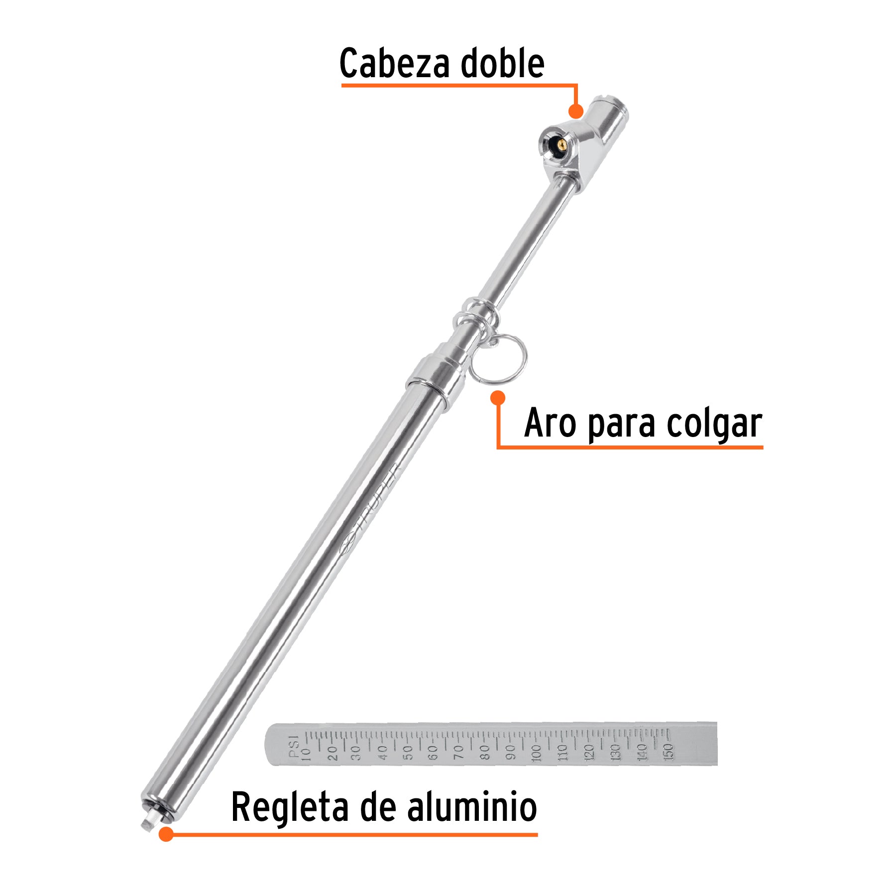 Calibrador de presión 200 psi cabeza doble, uso rudo, TRUPER
