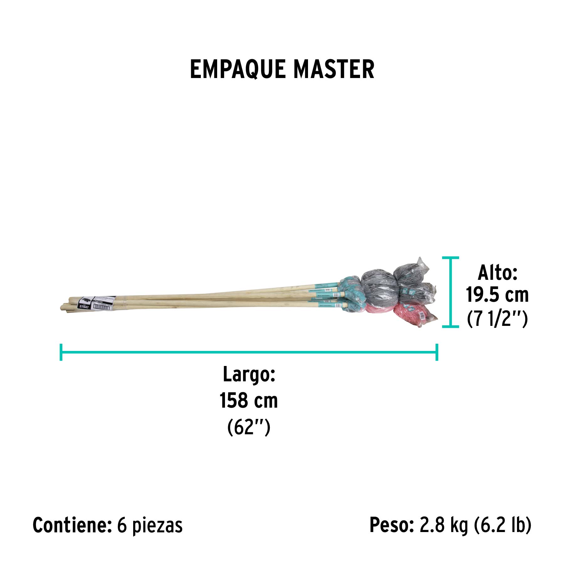 Trapeador de microfibra española, bastón de 120 cm, KLINTEK - Empaque