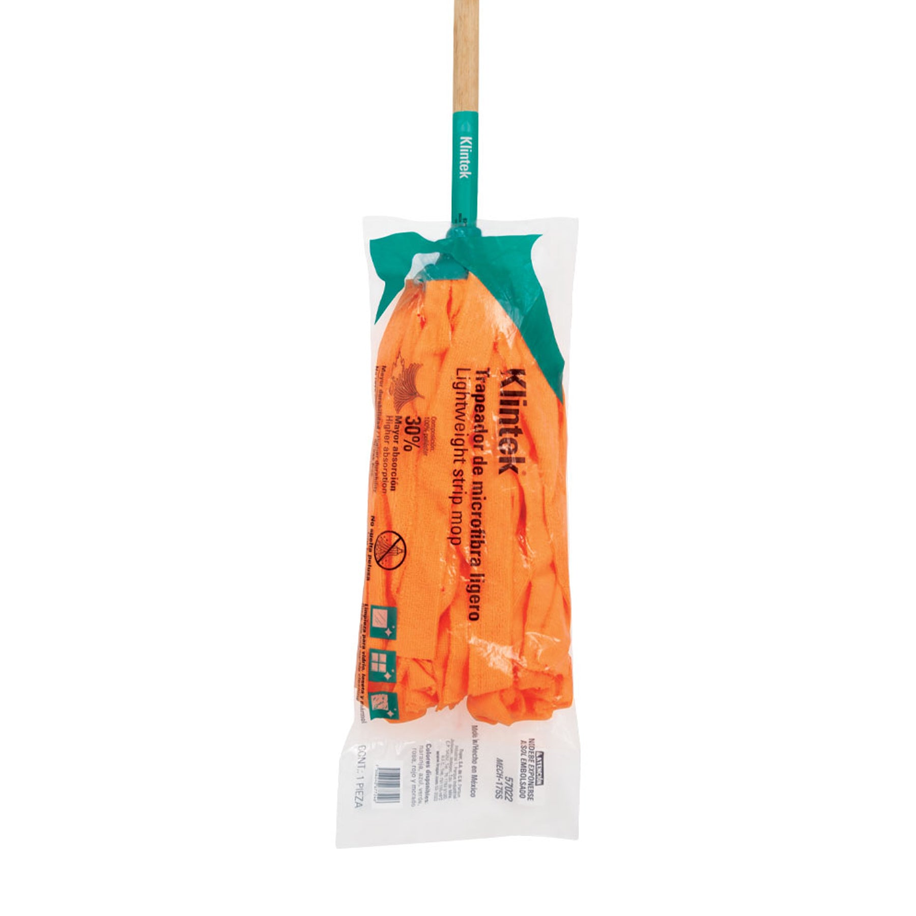 Trapeador de microfibra tipo toalla, bastón 120 cm, KLINTEK