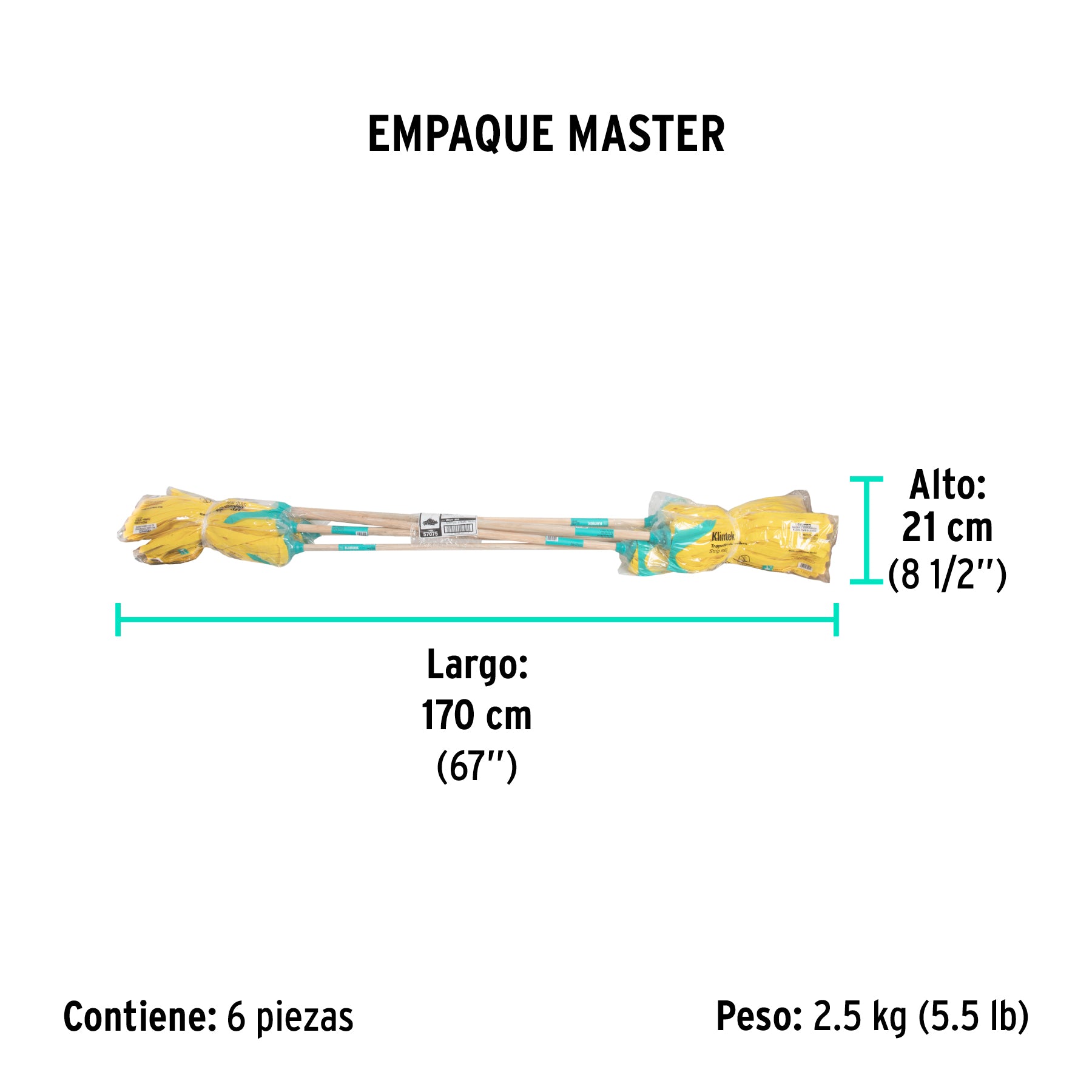 Trapeador de microfibra lisa, bastón de 120 cm, KLINTEK - Empaque