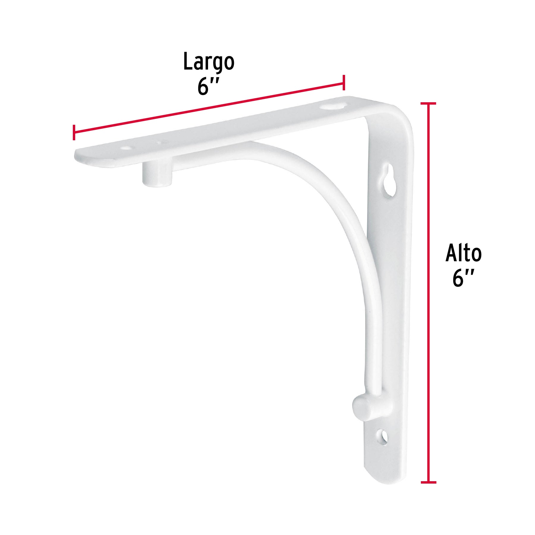 Ménsula reforzada blanca 6 x 6", diseño alambrón, FIERO