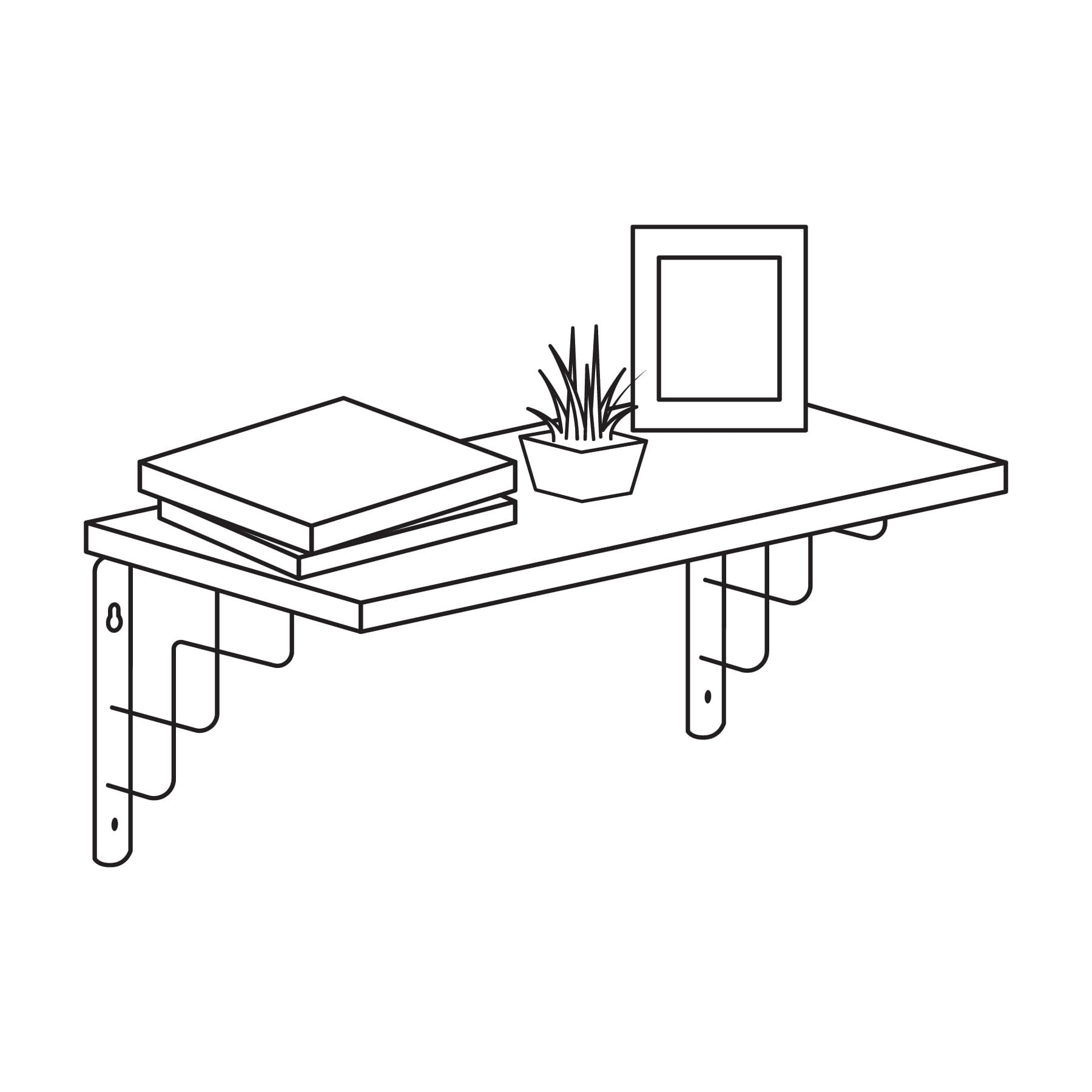 Ménsula reforzada negra 8 x 8", diseño escalera, FIERO