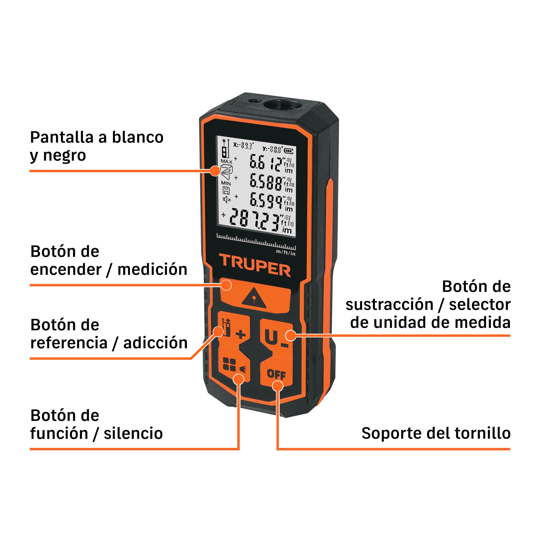 Medidor láser de distancia de 0.05 m a 100 m, TRUPER