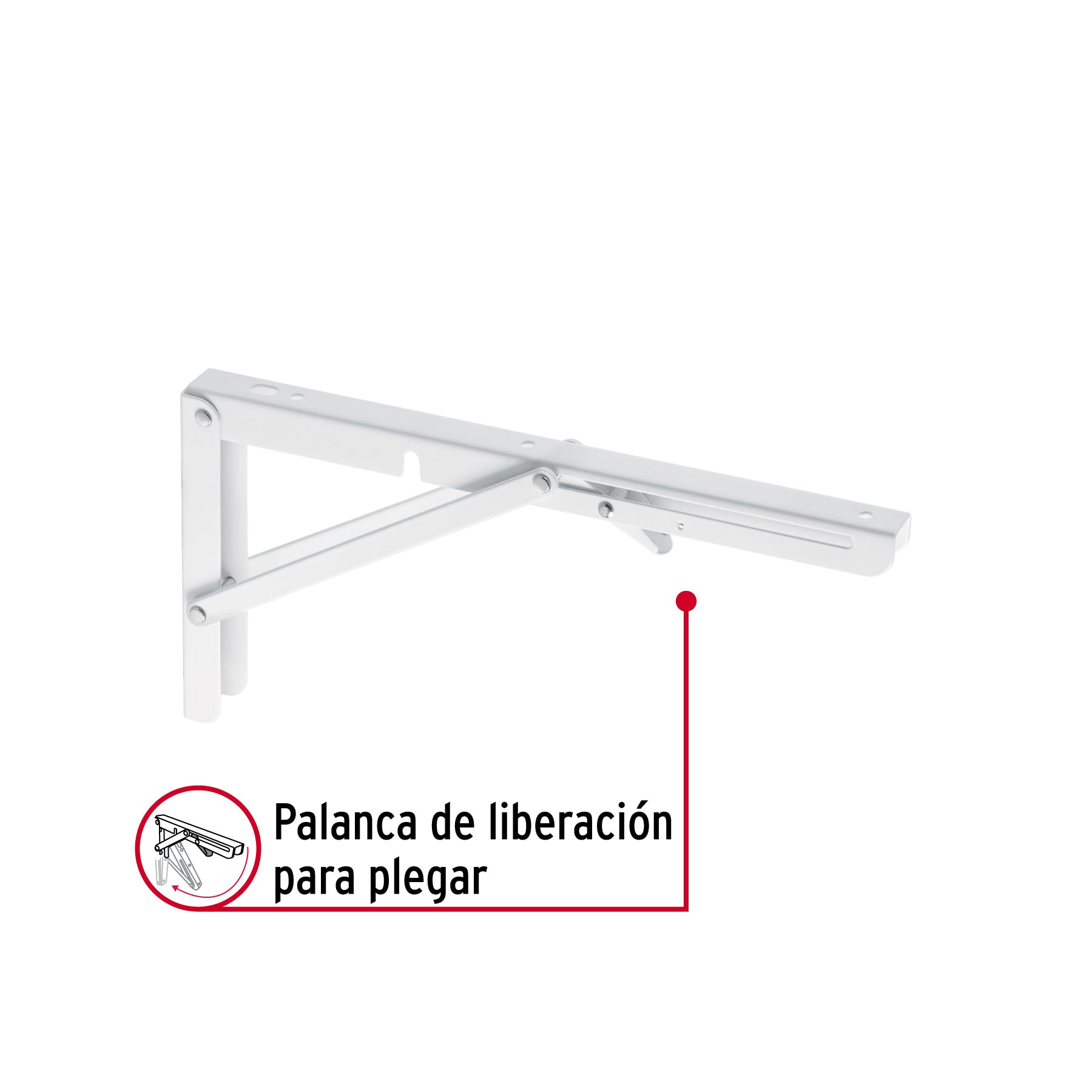 Ménsula plegable de acero blanca 6" x 12", FIERO