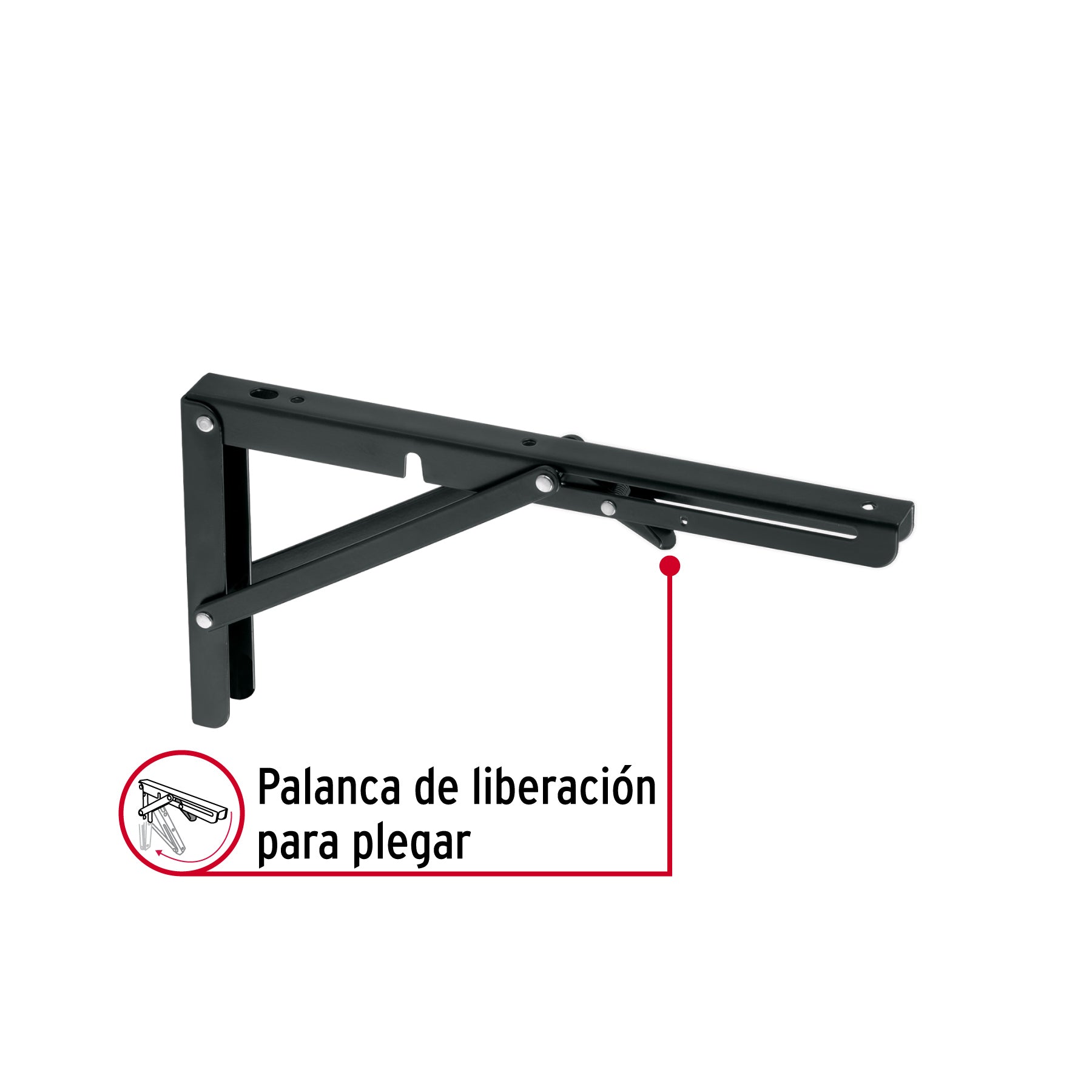 Ménsula plegable de acero negra 6" x 12", FIERO