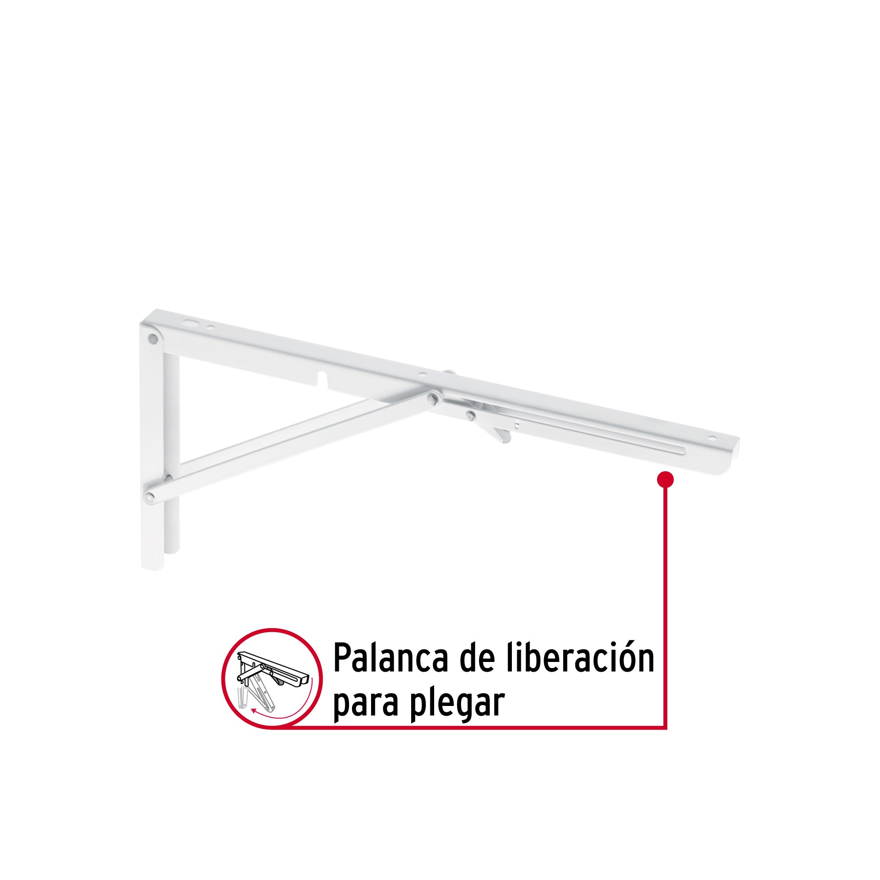 Ménsula plegable de acero blanca 8" x 16", FIERO