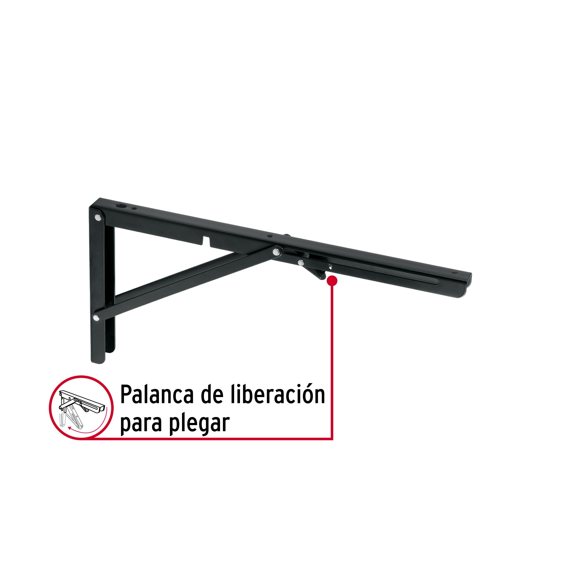 Ménsula plegable de acero negra 8" x 16", FIERO