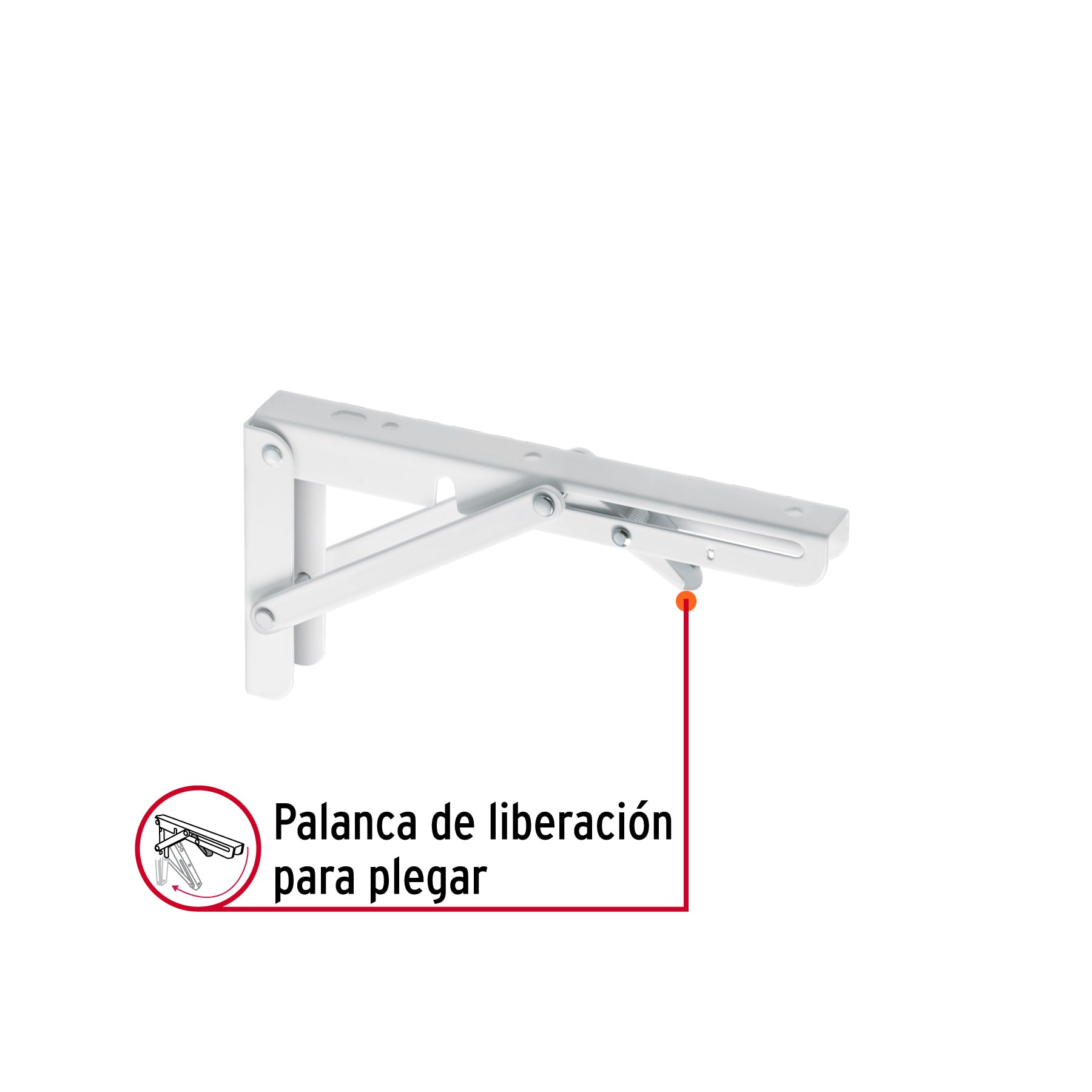 Ménsula plegable de acero blanca 4" x 8", FIERO