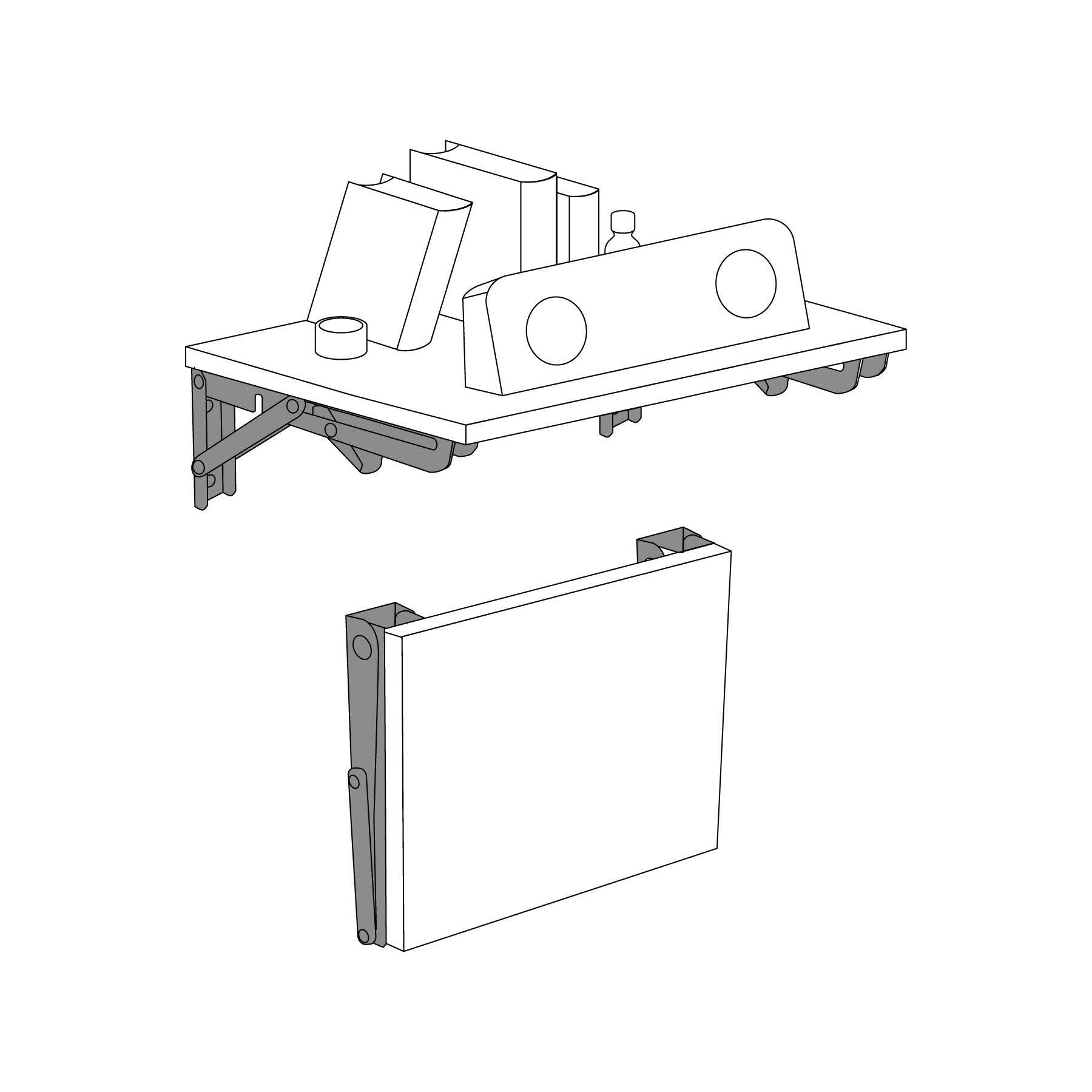 Ménsula plegable de acero negra 4" x 8", FIERO