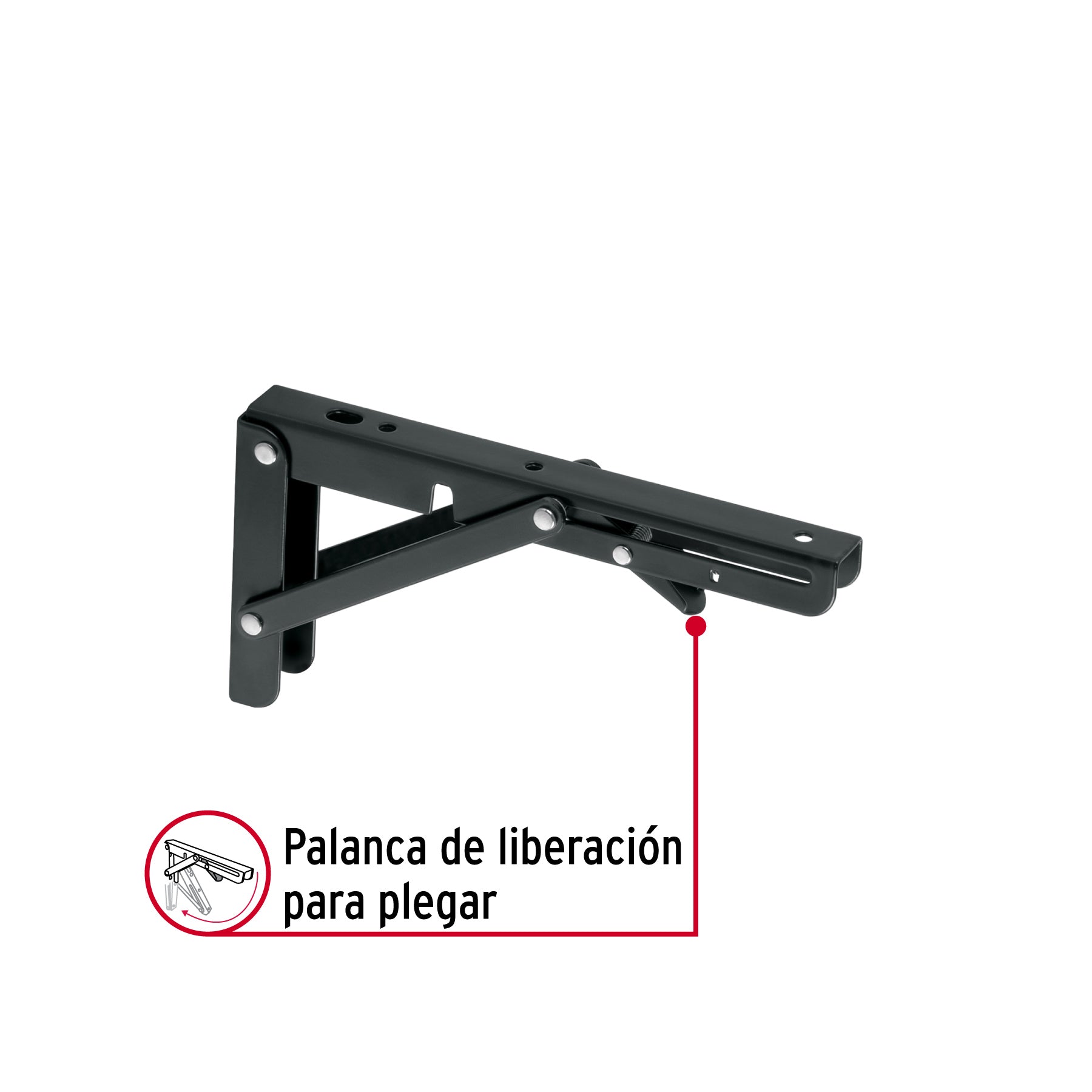 Ménsula plegable de acero negra 4" x 8", FIERO