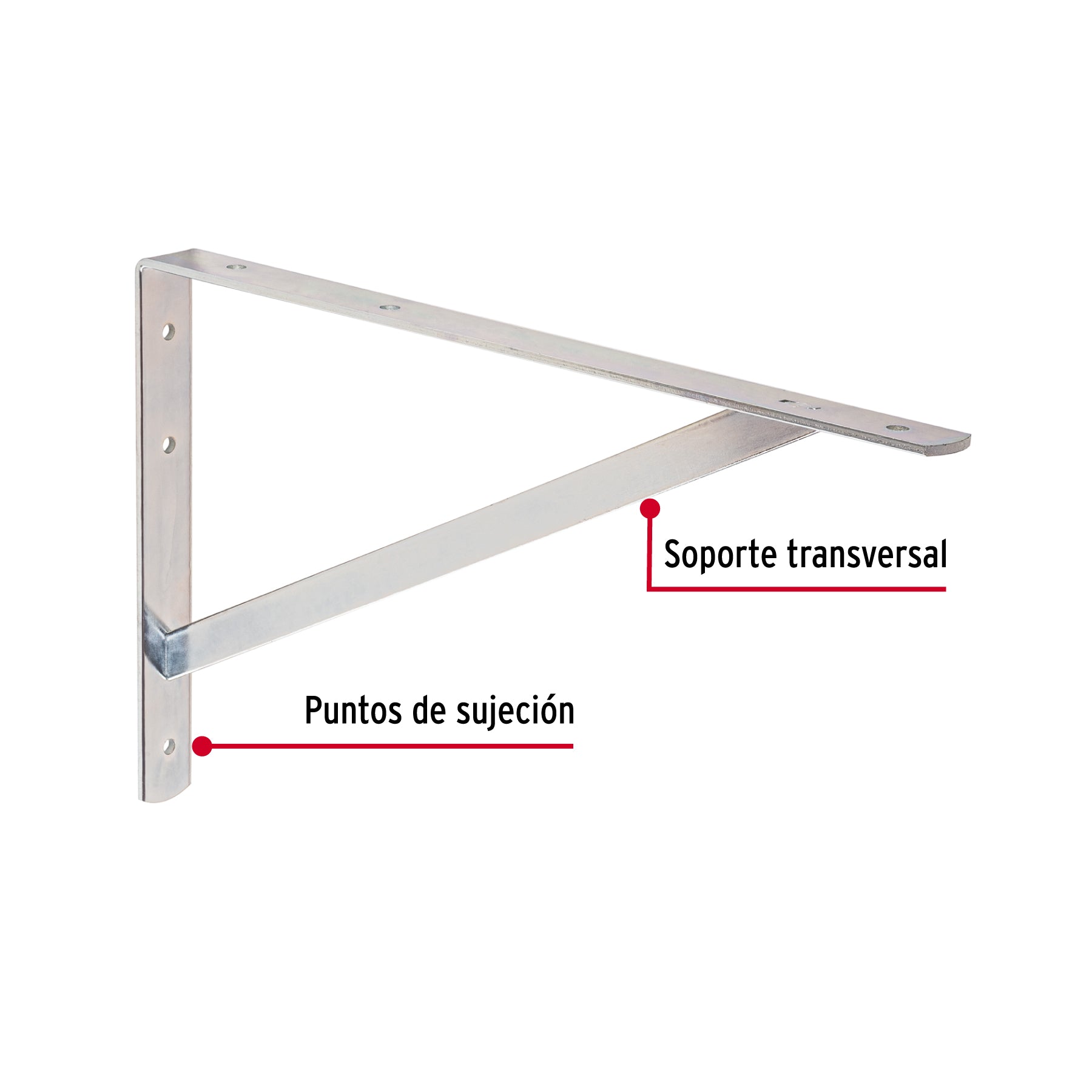 Ménsula reforzada de acero, galvanizada, 10 x 16", FIERO
