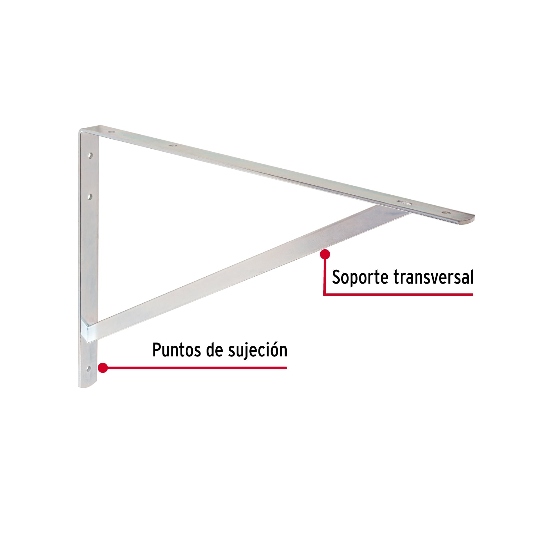 Ménsula reforzada de acero, galvanizada, 13 x 20", FIERO