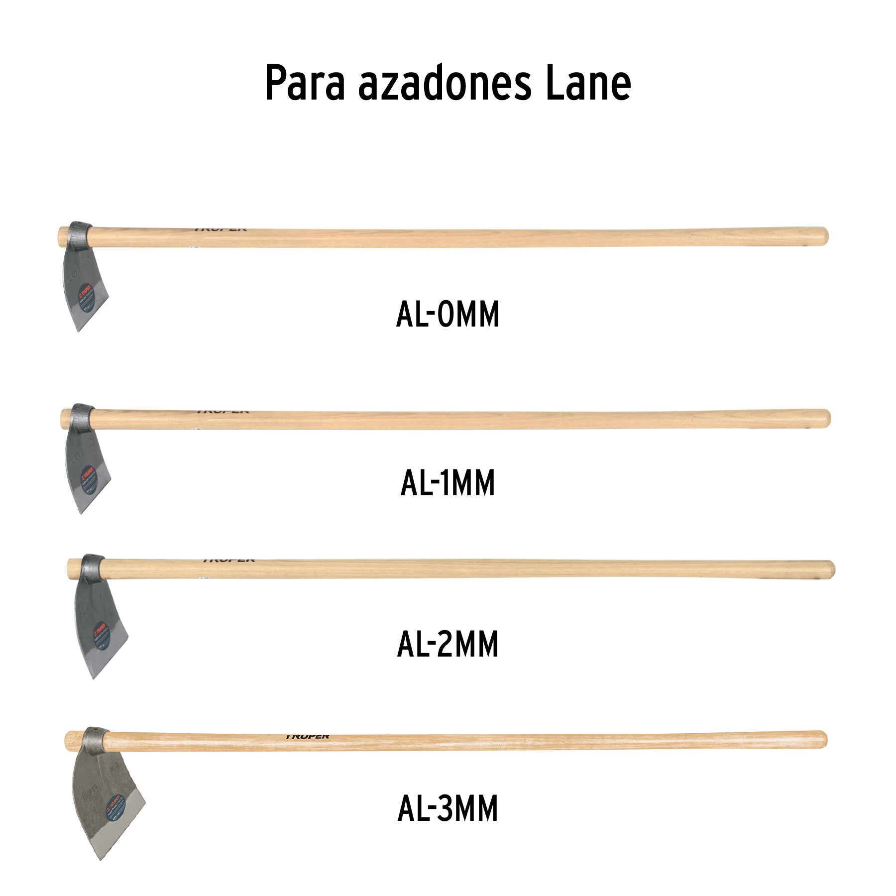 Mango de madera 54" para azadones lane y martillo, TRUPER
