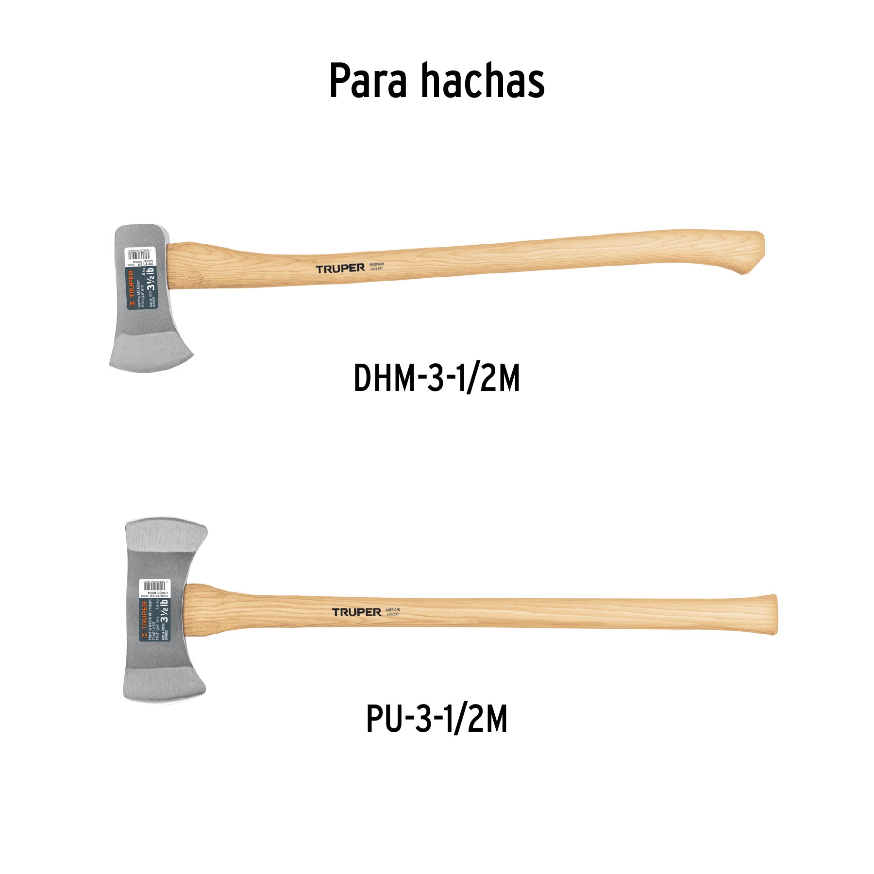 Mango hickory 35" para hacha doble y Pulaski 3-1/2lb, TRUPER
