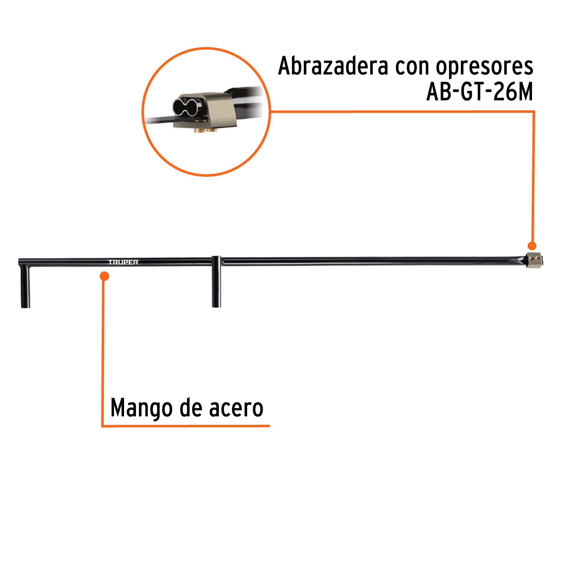 Mango con abrazadera para guadaña, TRUPER