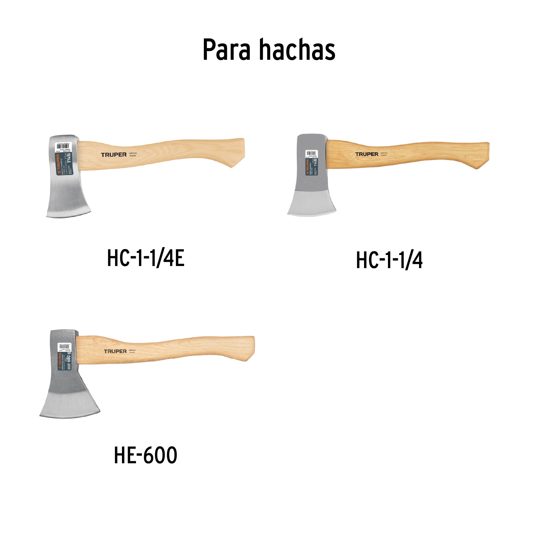 Mango hickory 14" para hacha cazadora y europea 1-1/4 lb