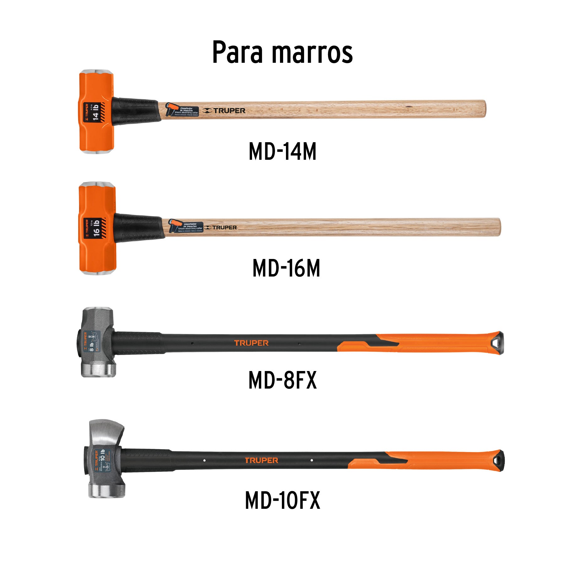 Mango de 36" para marros de 6 a 16 lb, TRUPER