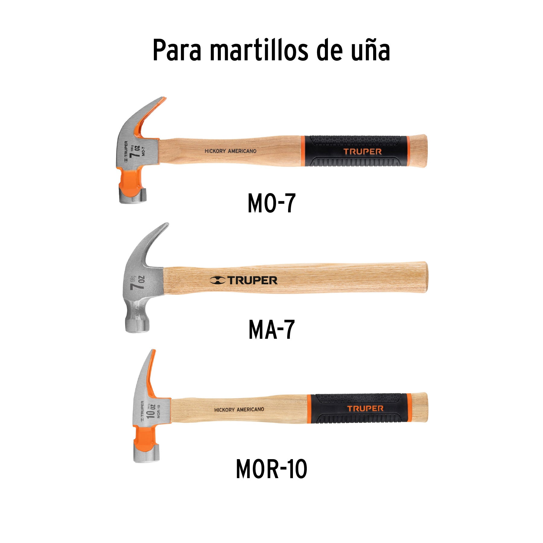 Mango para martillos de uña MO-7, MA-7 y MOR-10, 12", TRUPER