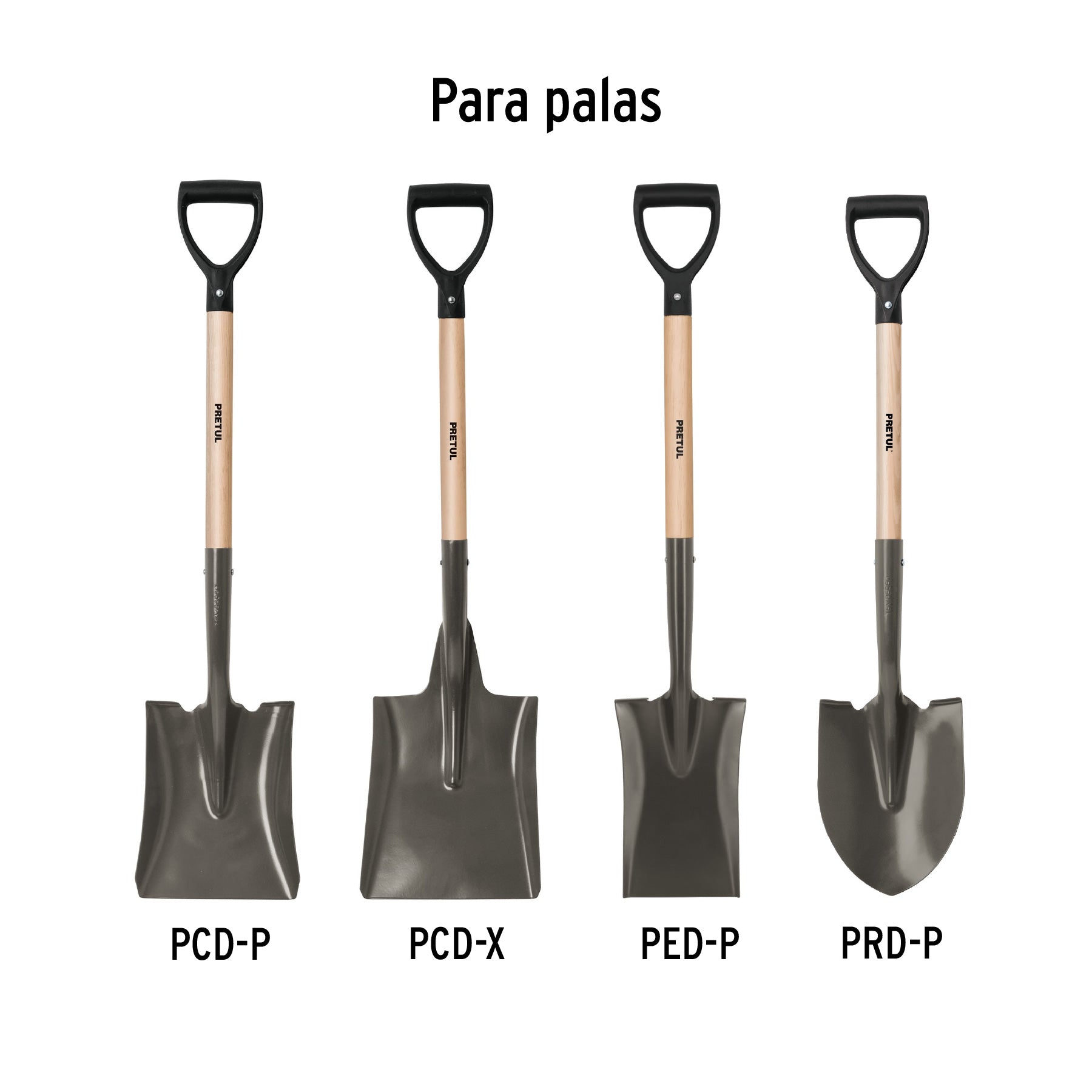 Mango para palas puño "Y" plástico PCD-X, de 24", PRETUL