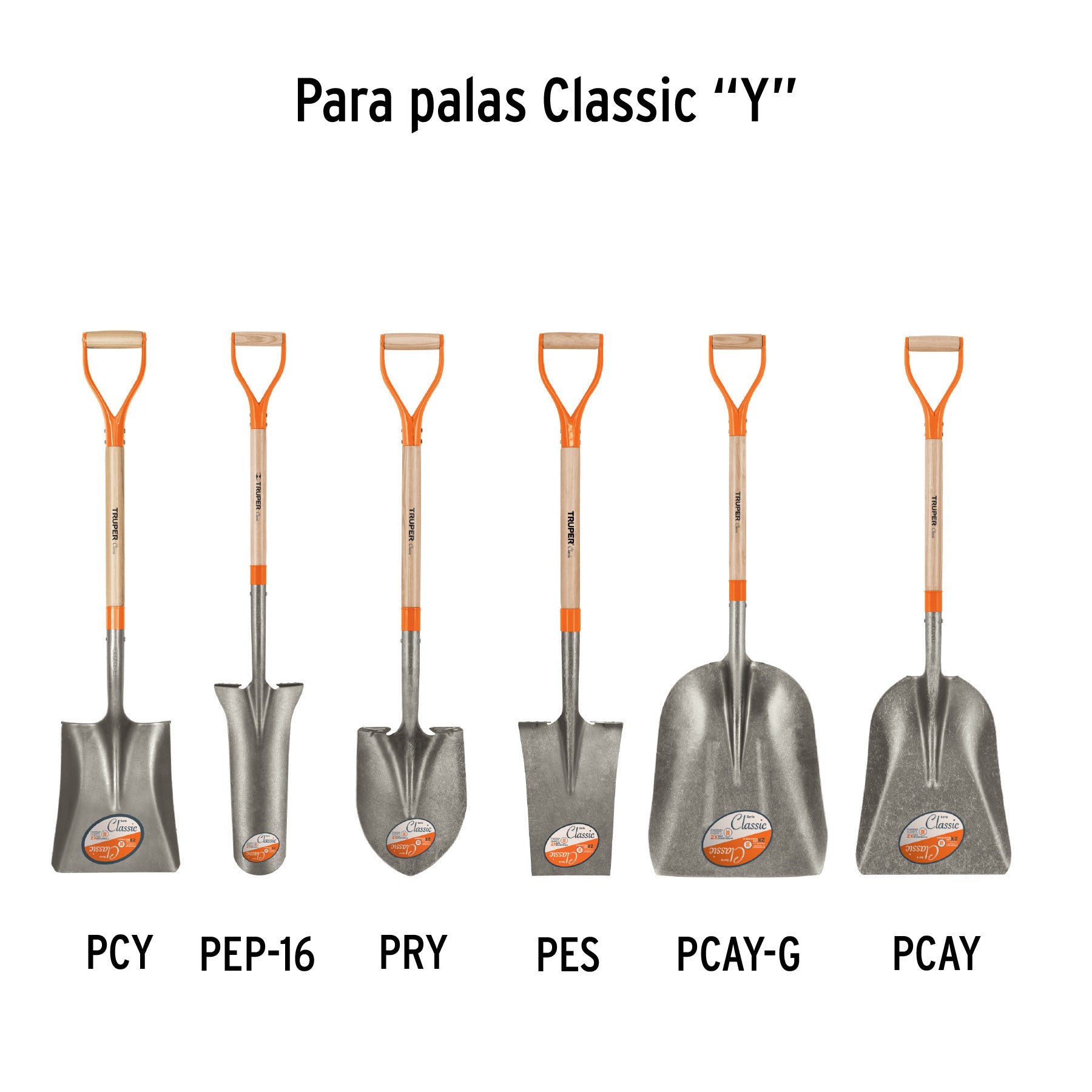 Mango de reposición para pala Classic, puño "Y", 27", TRUPER