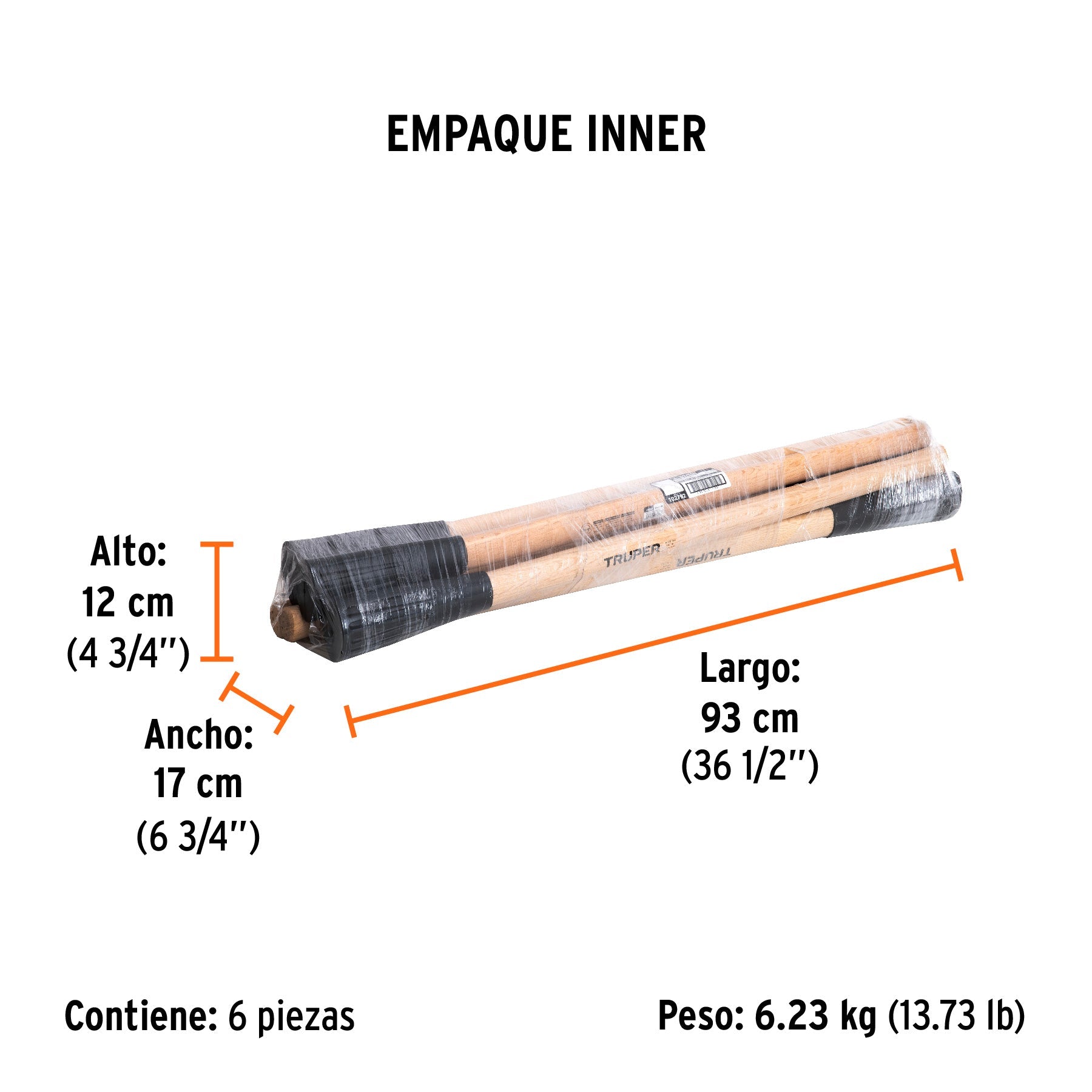 Mango de madera 36" para zapapicos y talachos de 4 a 7 lb - Empaque